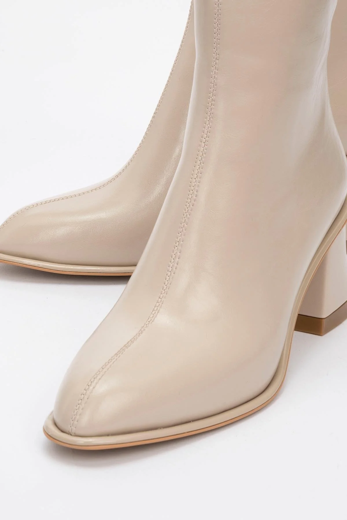 Alba Beige Block Heel Boot (Women) - Image 3