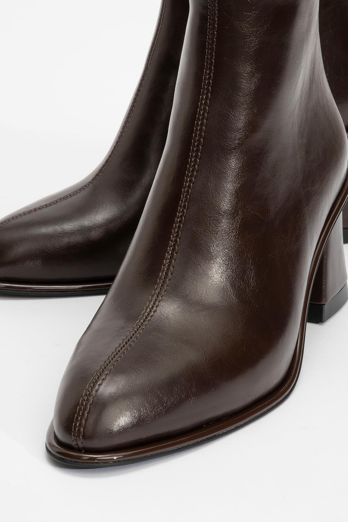 Alba - Brown Block Heel Ankle Boot (Women) - Image 3
