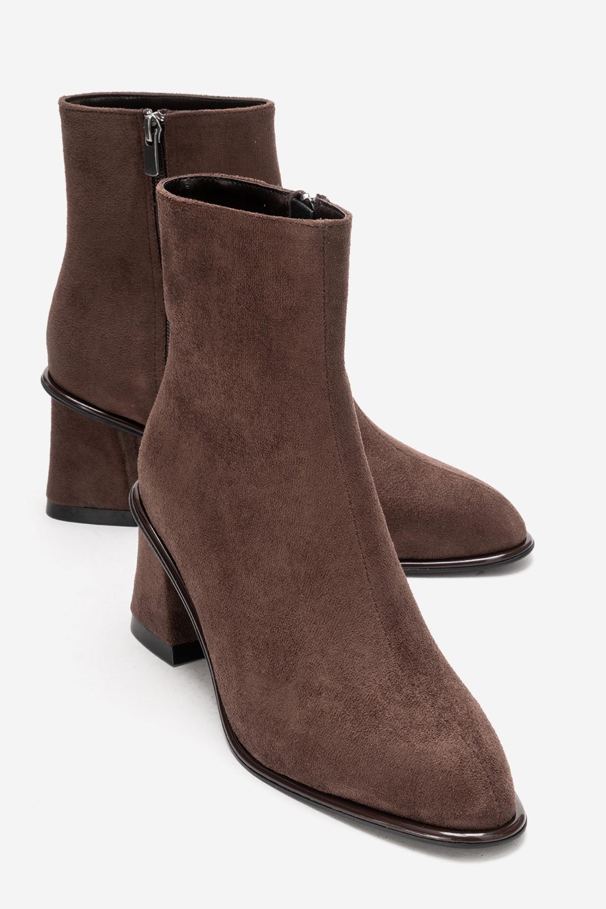 ALBA - Brown Suede Block Heel Boot (Women)