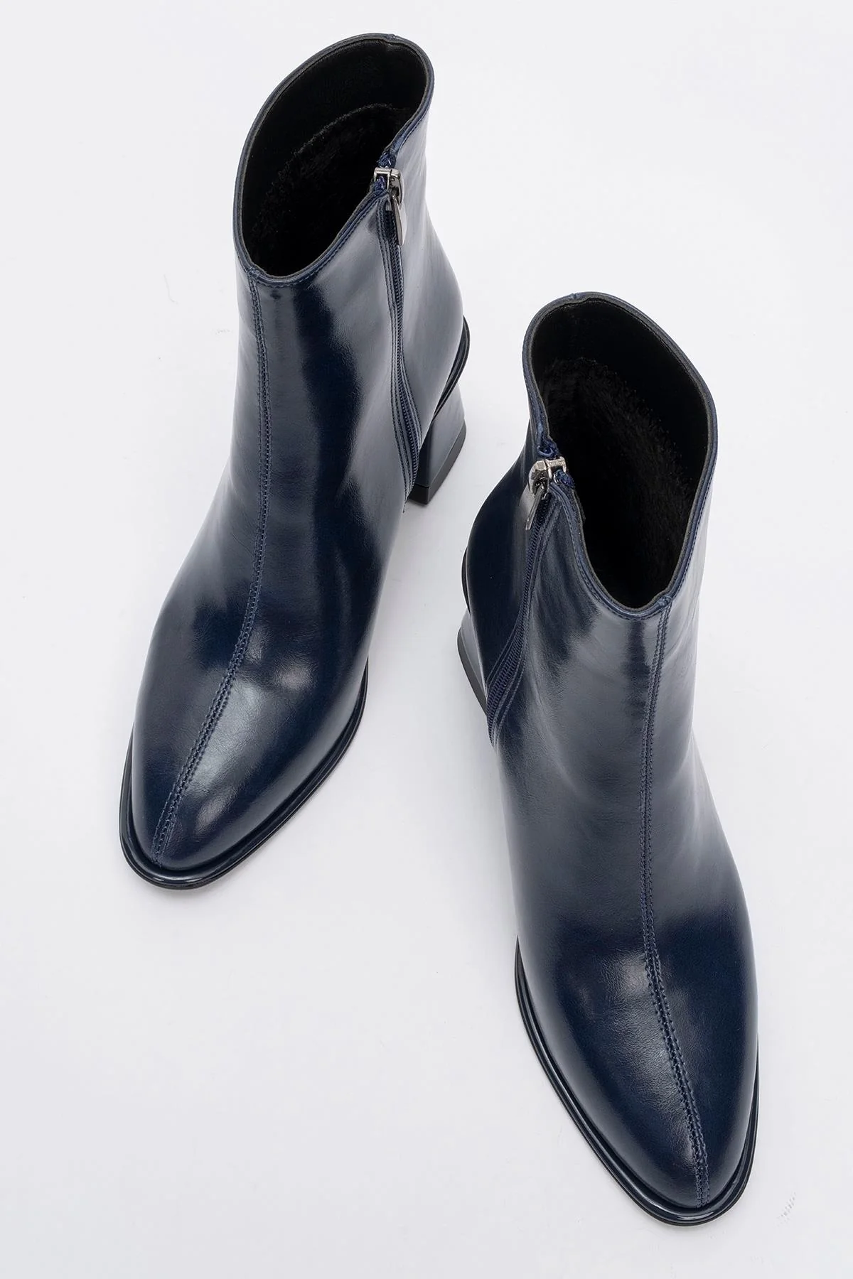 Alba - Navy Block Heel Boot (Women) - Image 2
