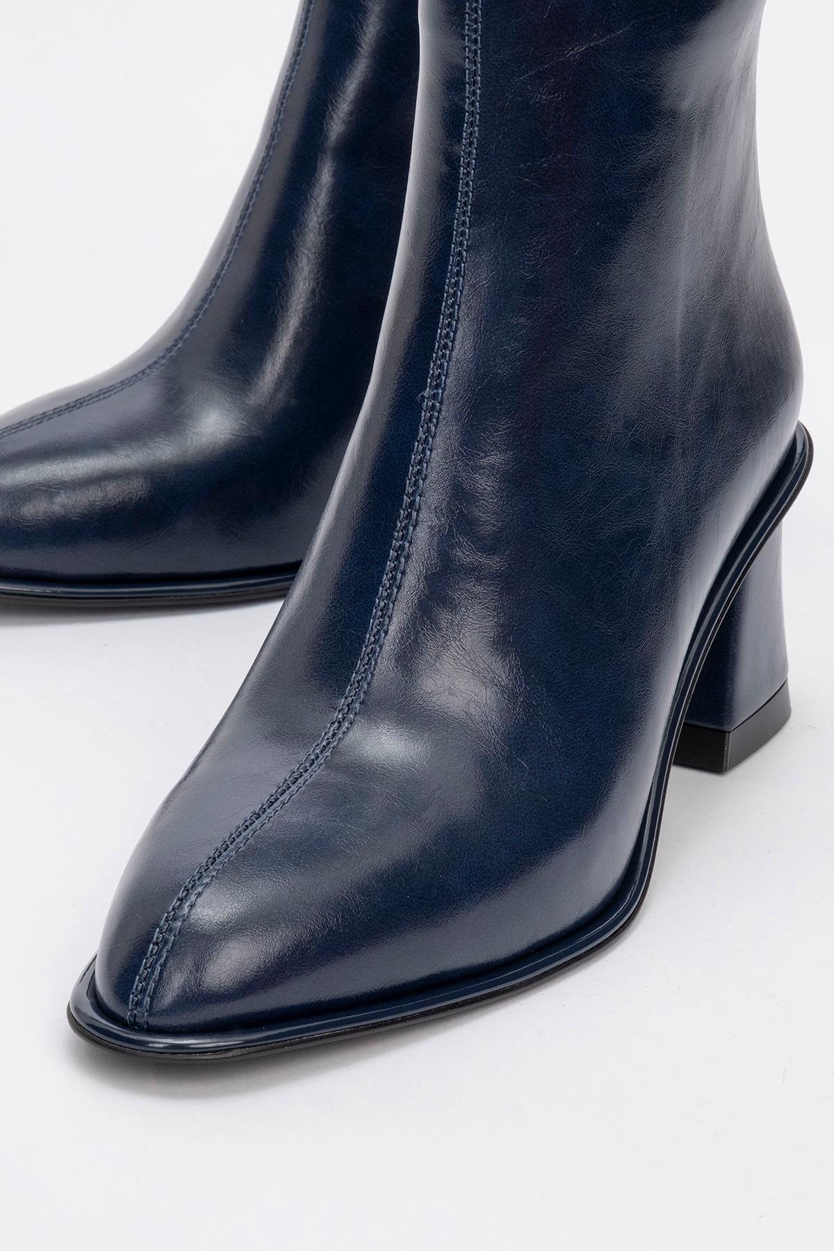 Alba - Navy Block Heel Boot (Women) - Image 3
