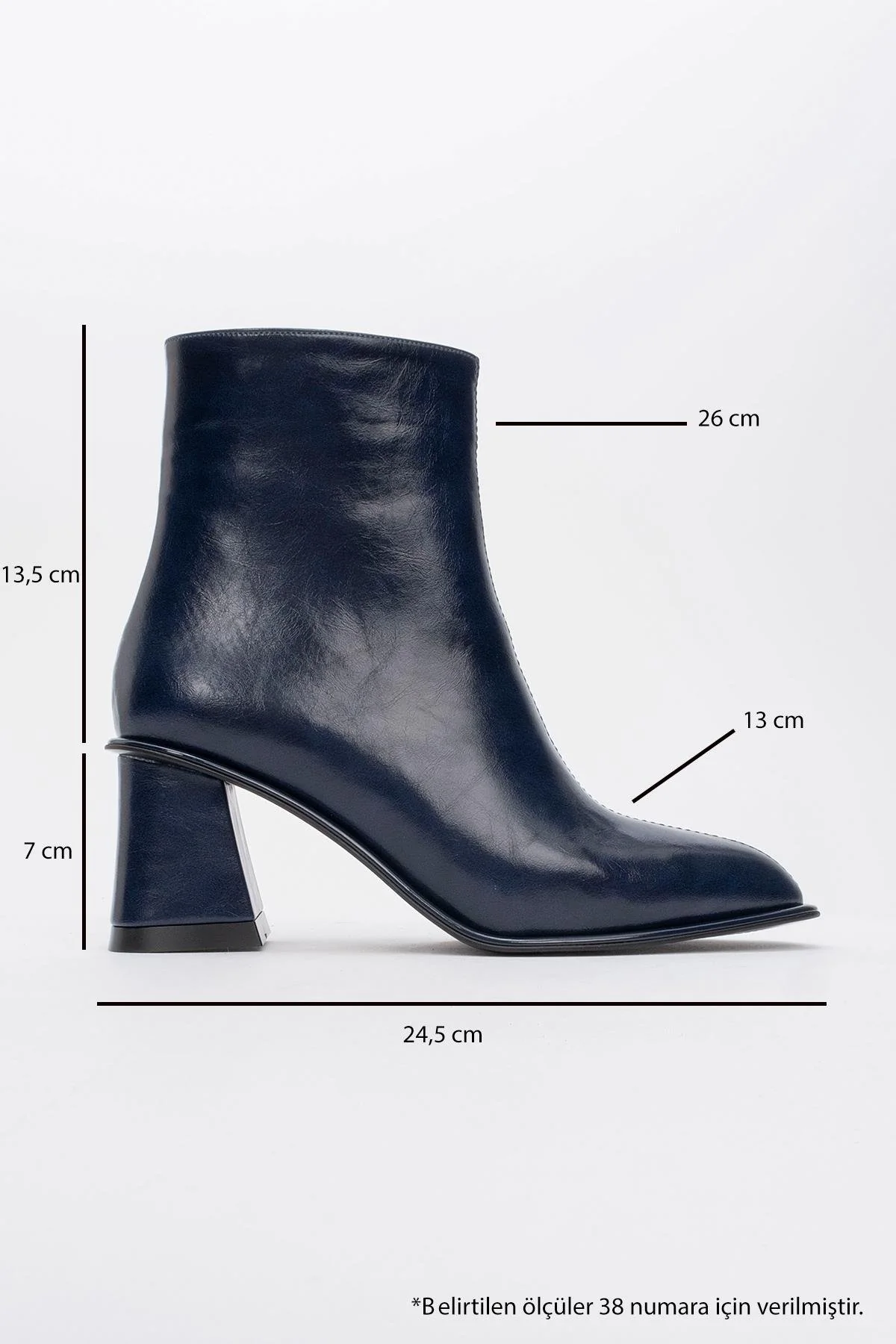 Alba - Navy Block Heel Boot (Women) - Image 4