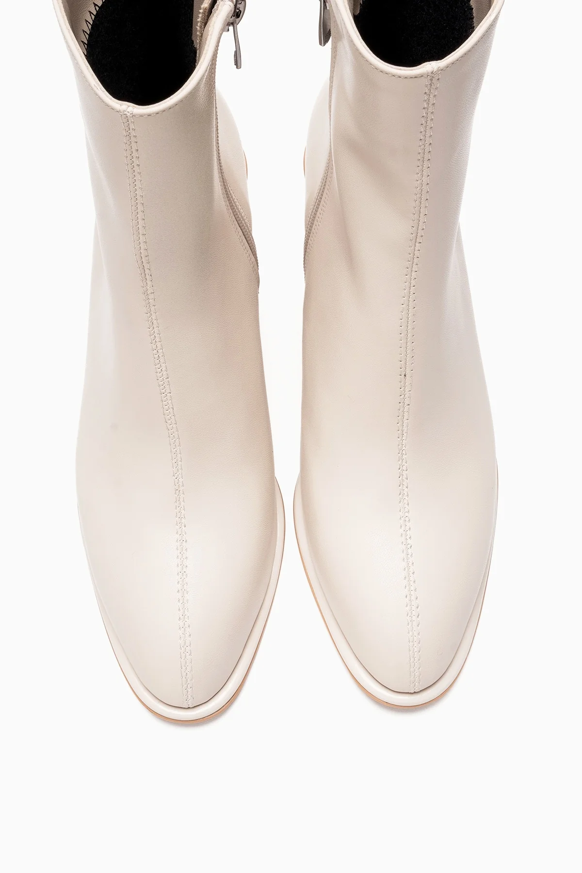 Alba - Off-White Genuine Leather Block Heel Boot (Women) - Image 2