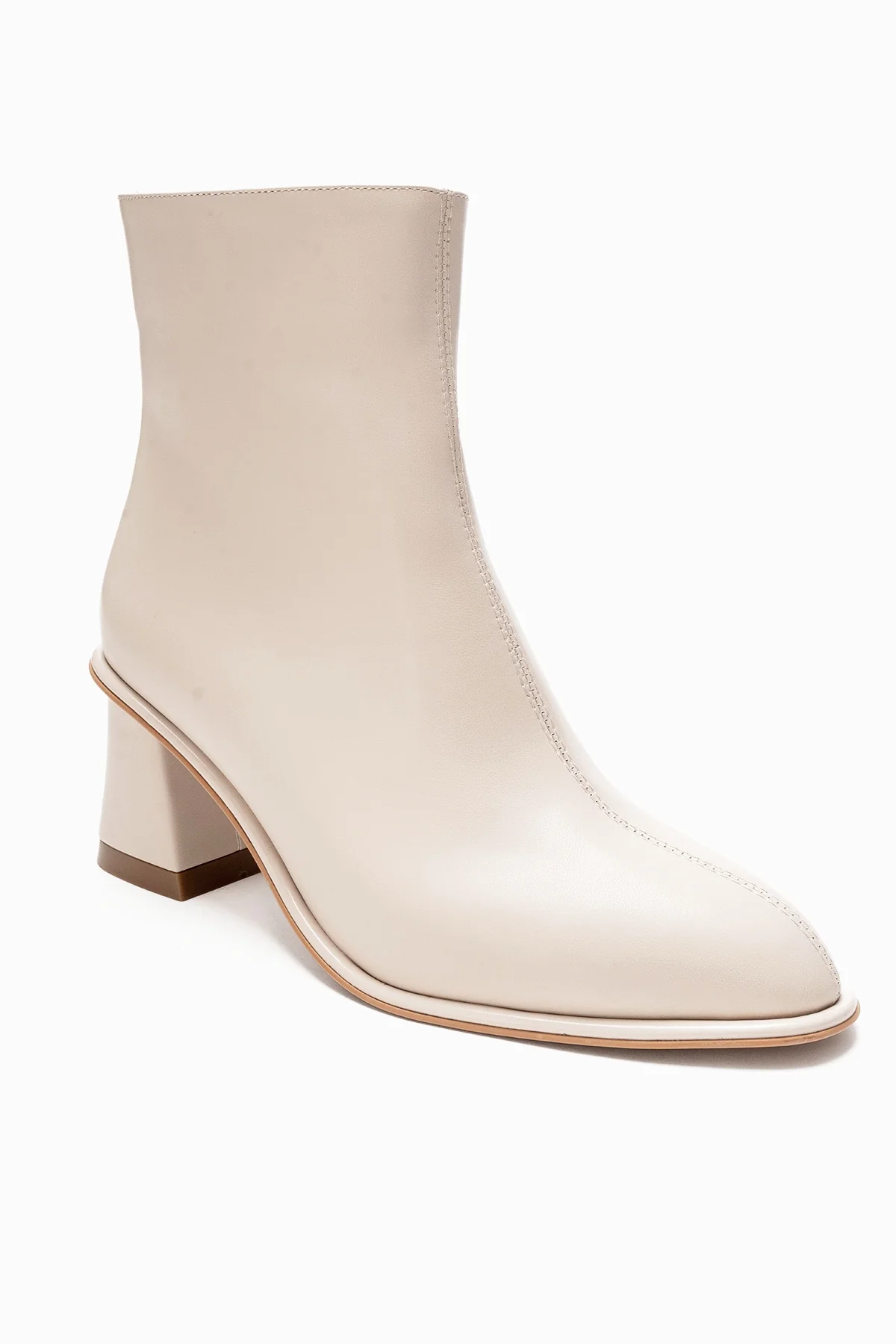 Alba - Off-White Genuine Leather Block Heel Boot (Women) - Image 4