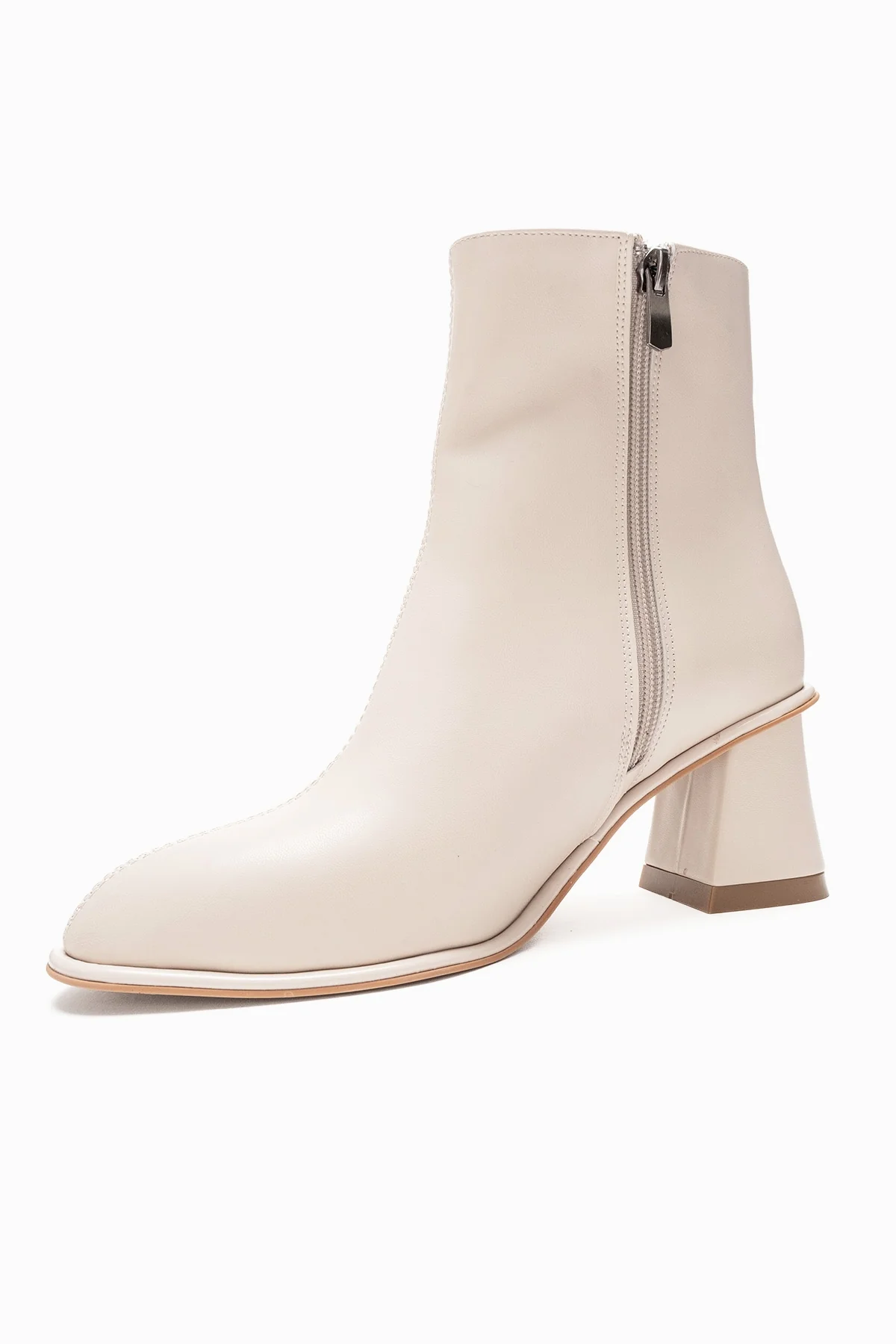 Alba - Off-White Genuine Leather Block Heel Boot (Women) - Image 6