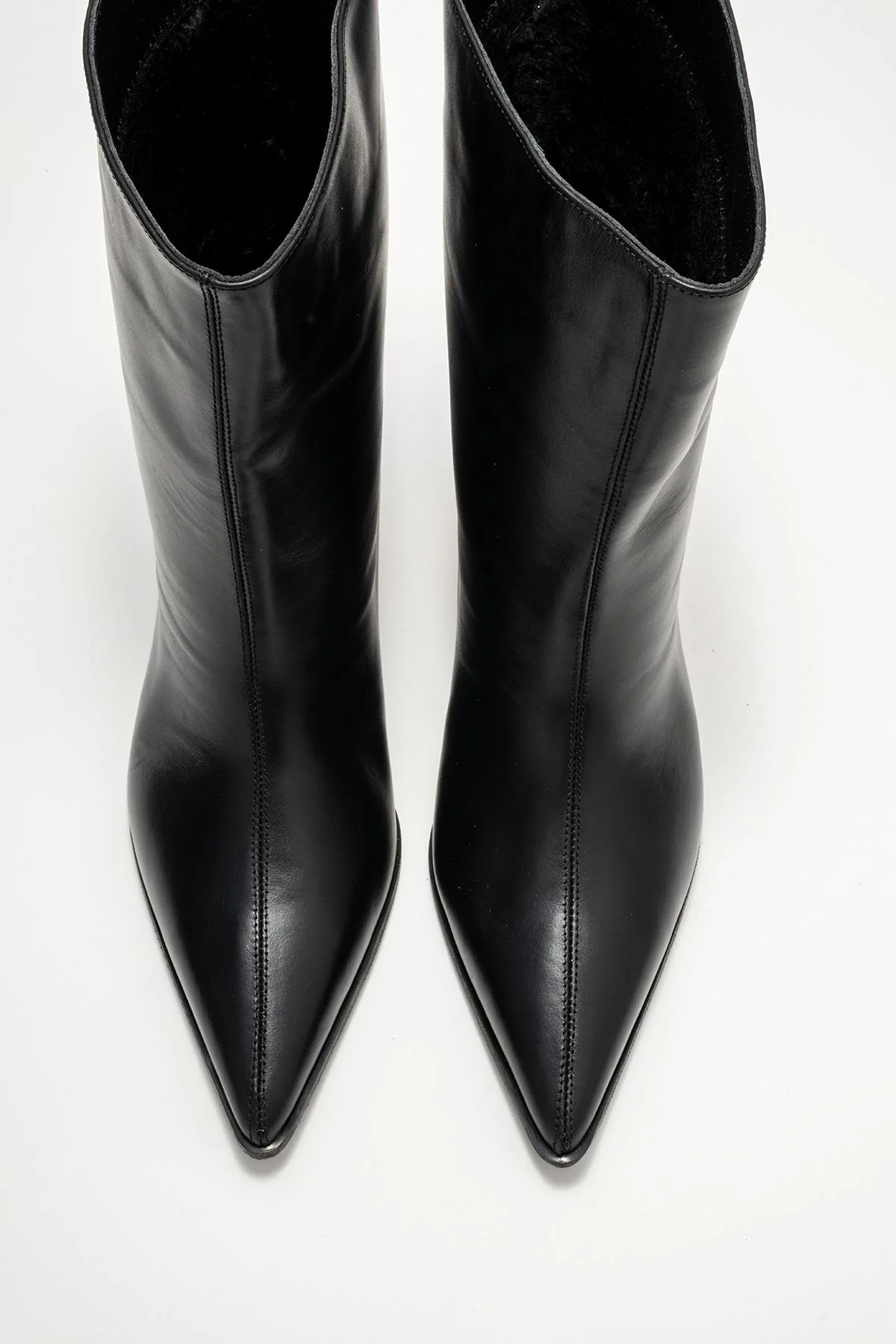 Aleo - Black Genuine Leather Pointed Toe Short Heel Boot (Women) - Image 2