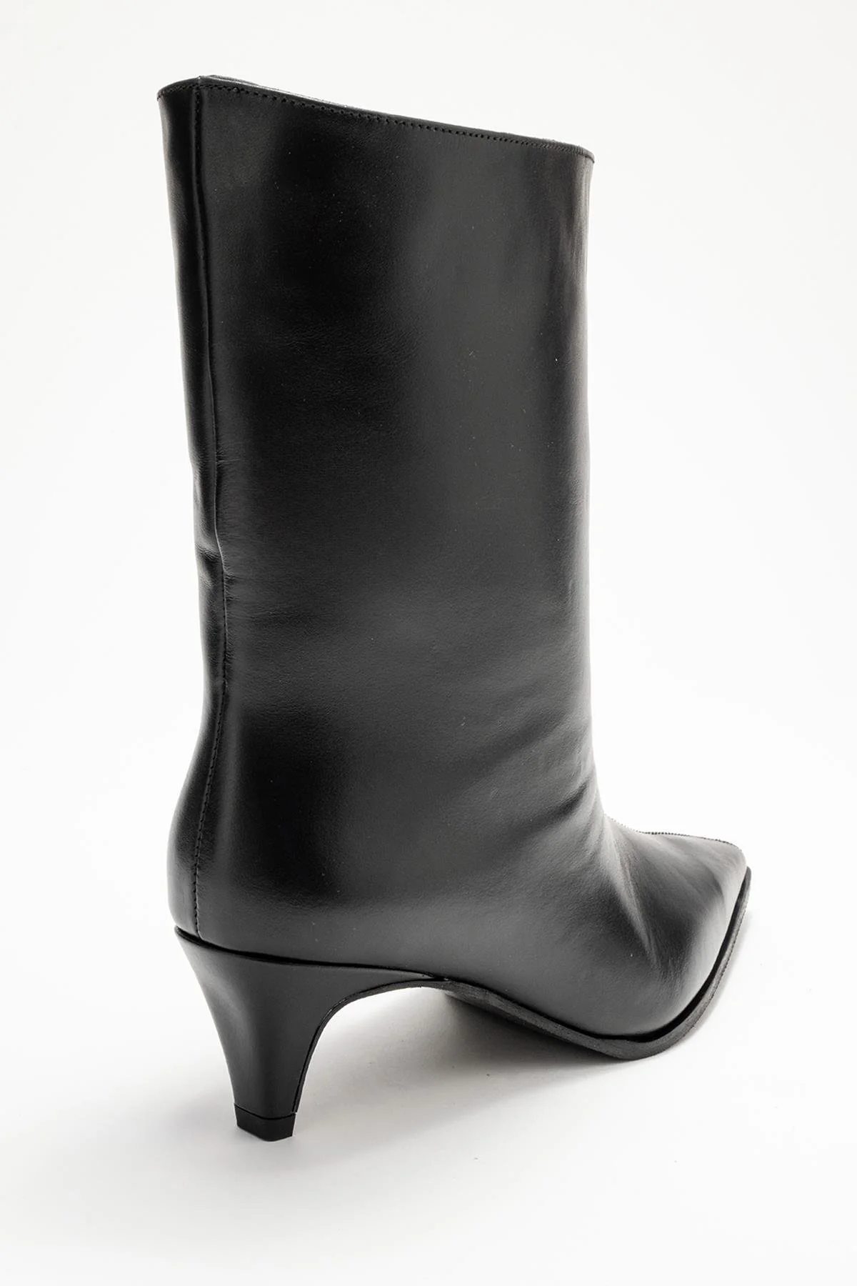 Aleo - Black Genuine Leather Pointed Toe Short Heel Boot (Women) - Image 5