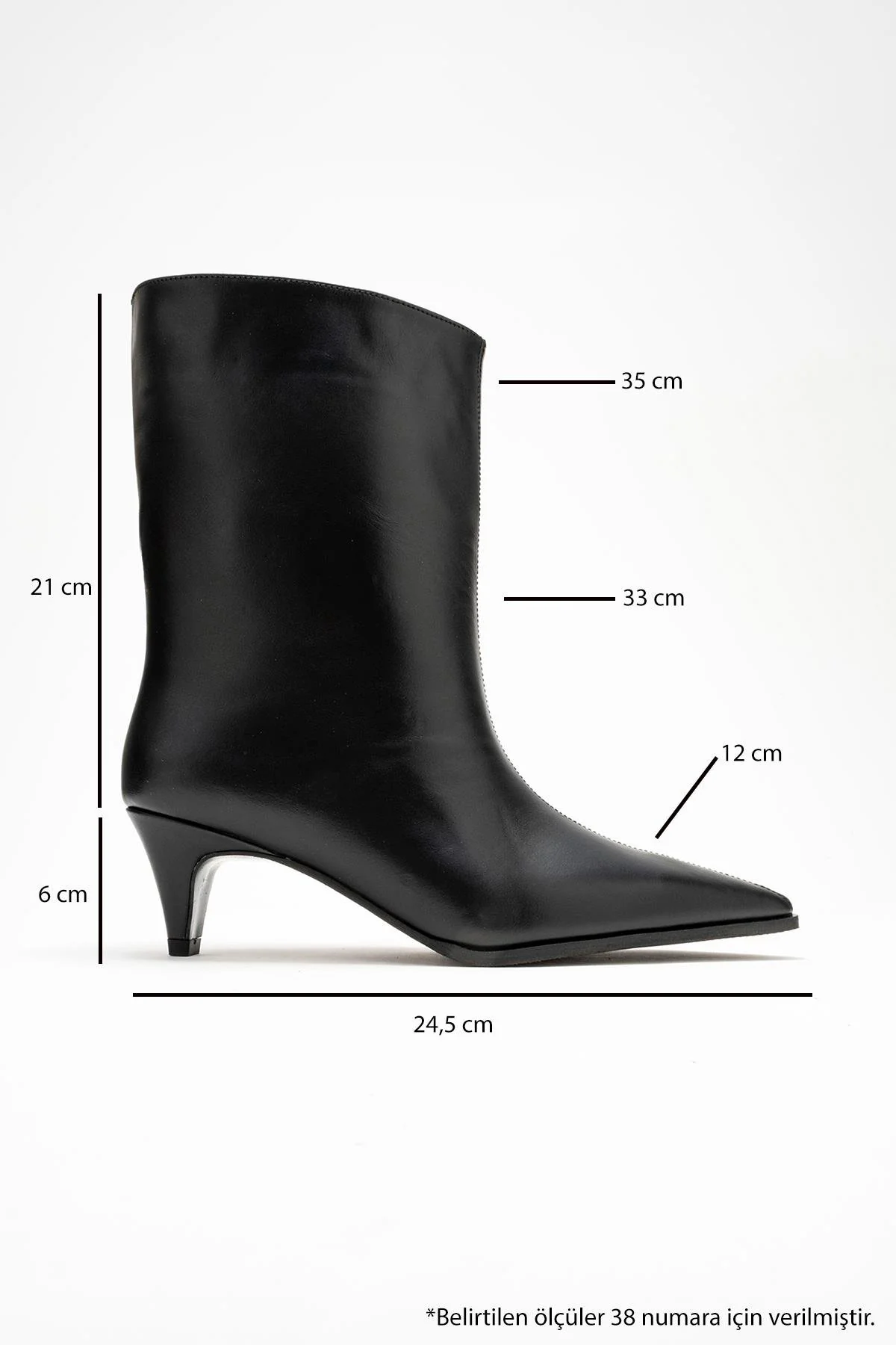 Aleo - Black Genuine Leather Pointed Toe Short Heel Boot (Women) - Image 6