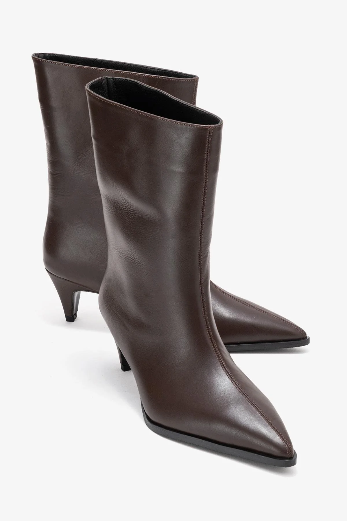 Aleo - Brown Genuine Leather Pointed Toe Low Heel Boot (Women)
