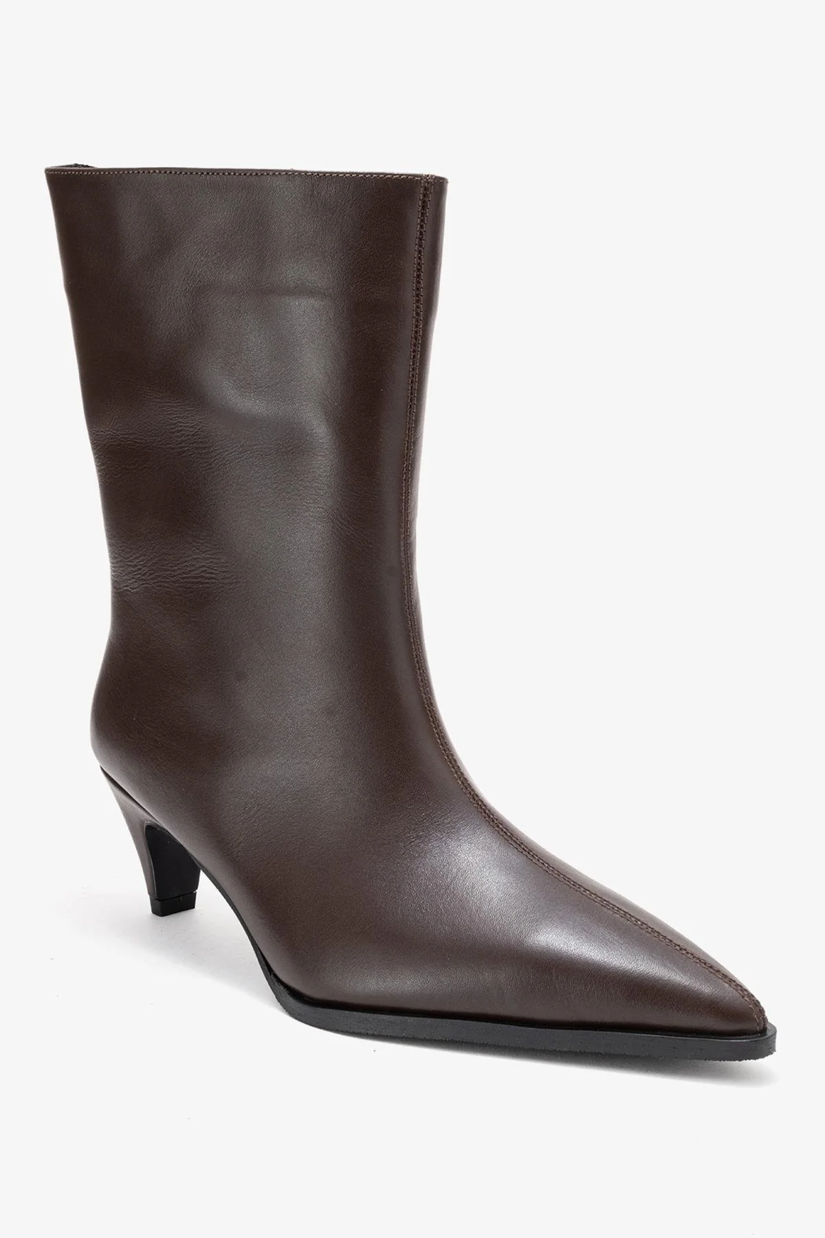 Aleo - Brown Genuine Leather Pointed Toe Low Heel Boot (Women) - Image 3