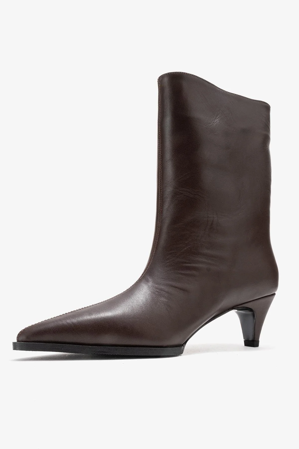 Aleo - Brown Genuine Leather Pointed Toe Low Heel Boot (Women) - Image 4