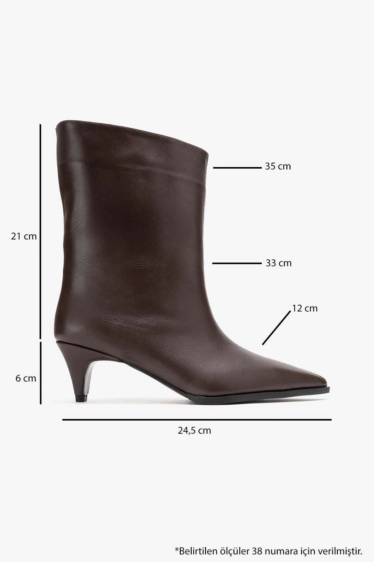 Aleo - Brown Genuine Leather Pointed Toe Low Heel Boot (Women) - Image 6