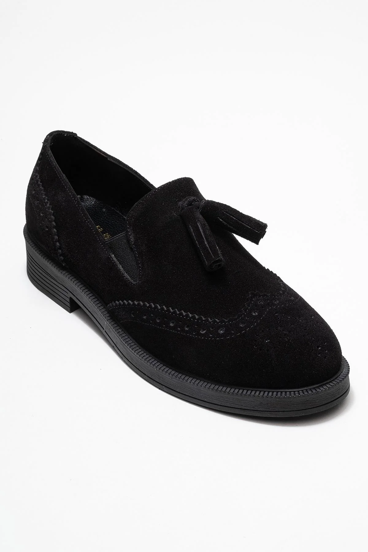 Alex - Black Suede Genuine Leather Tassel Loafer (Women) - Image 3