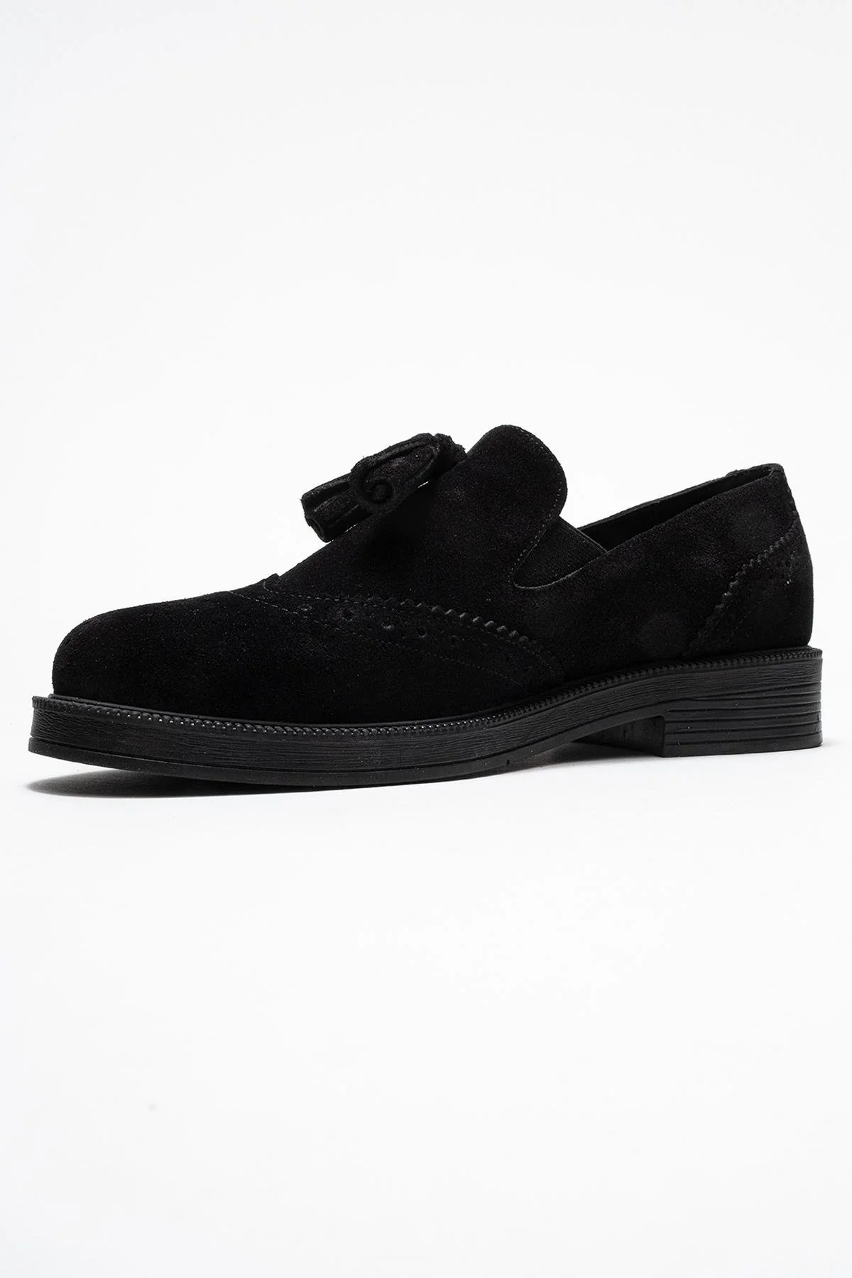 Alex - Black Suede Genuine Leather Tassel Loafer (Women) - Image 4
