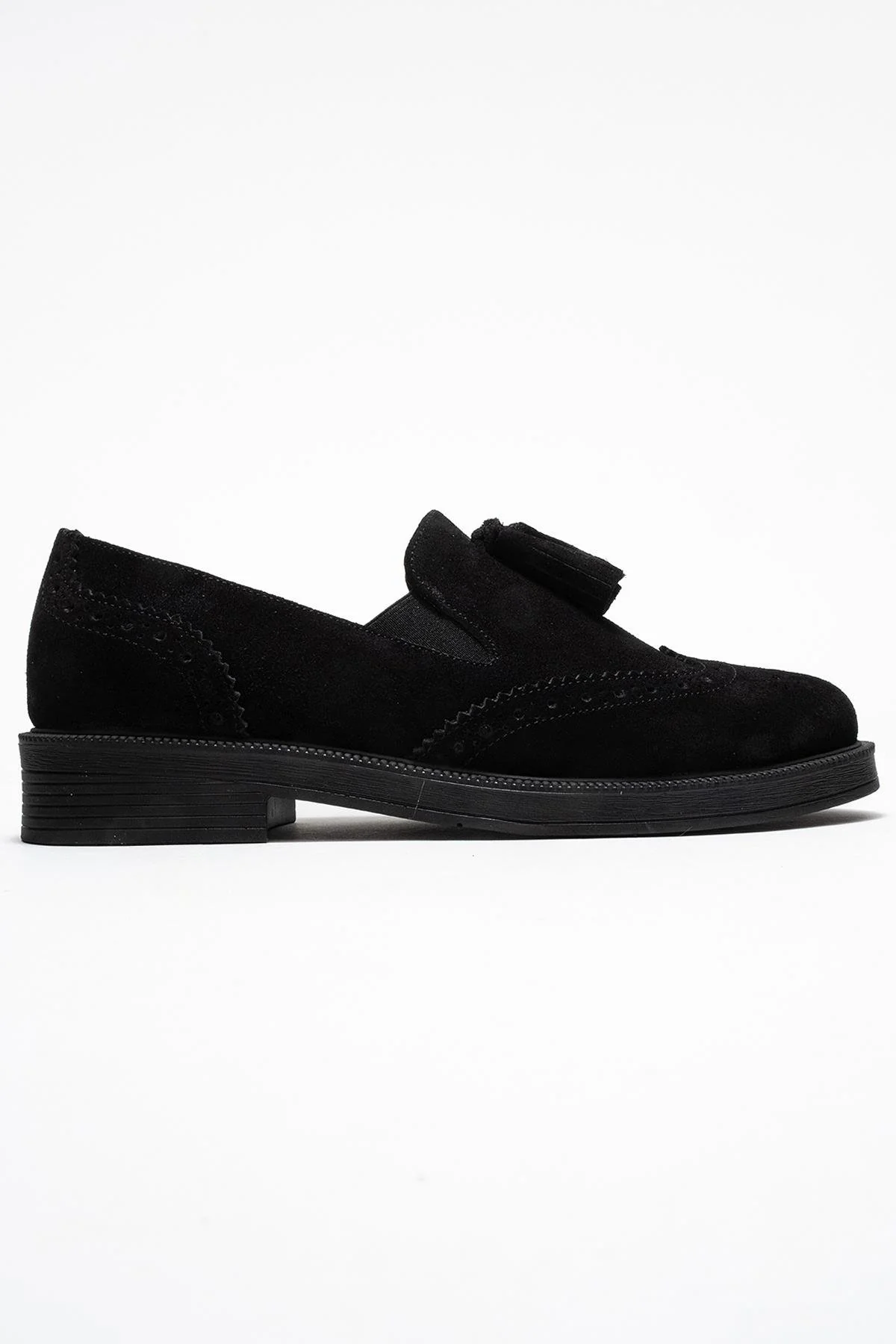 Alex - Black Suede Genuine Leather Tassel Loafer (Women) - Image 6