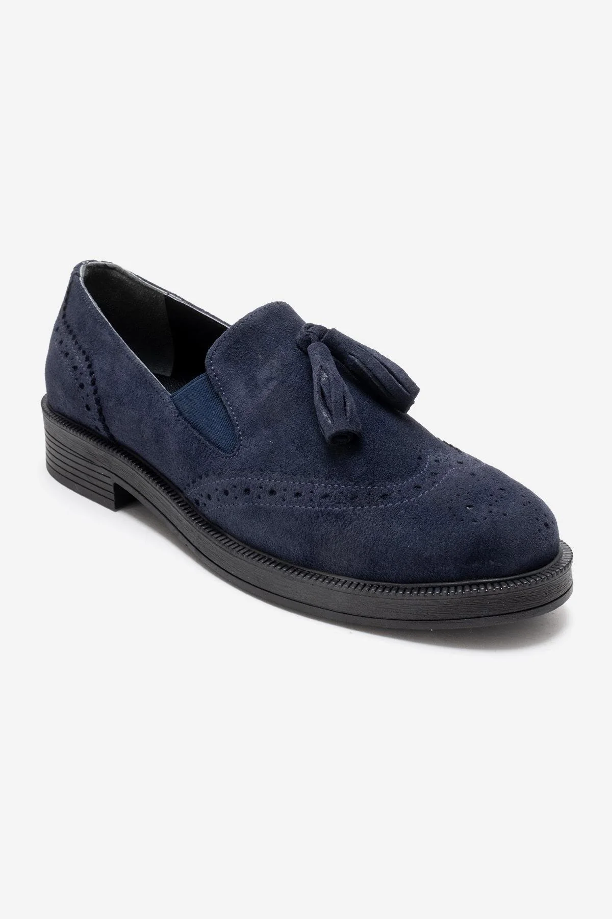 ALEX - Navy Suede Genuine Leather Loafer (Women) - Image 3