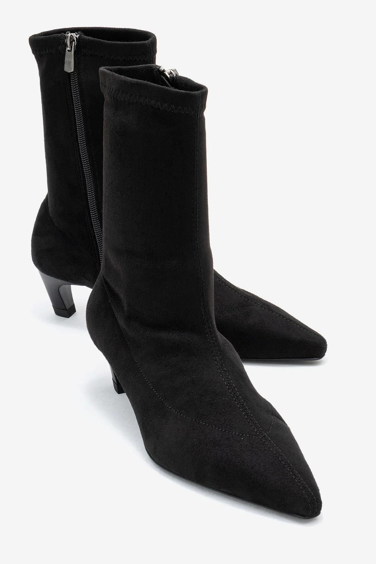 ALORA - Black Stretch Short Heel Boot (Women)