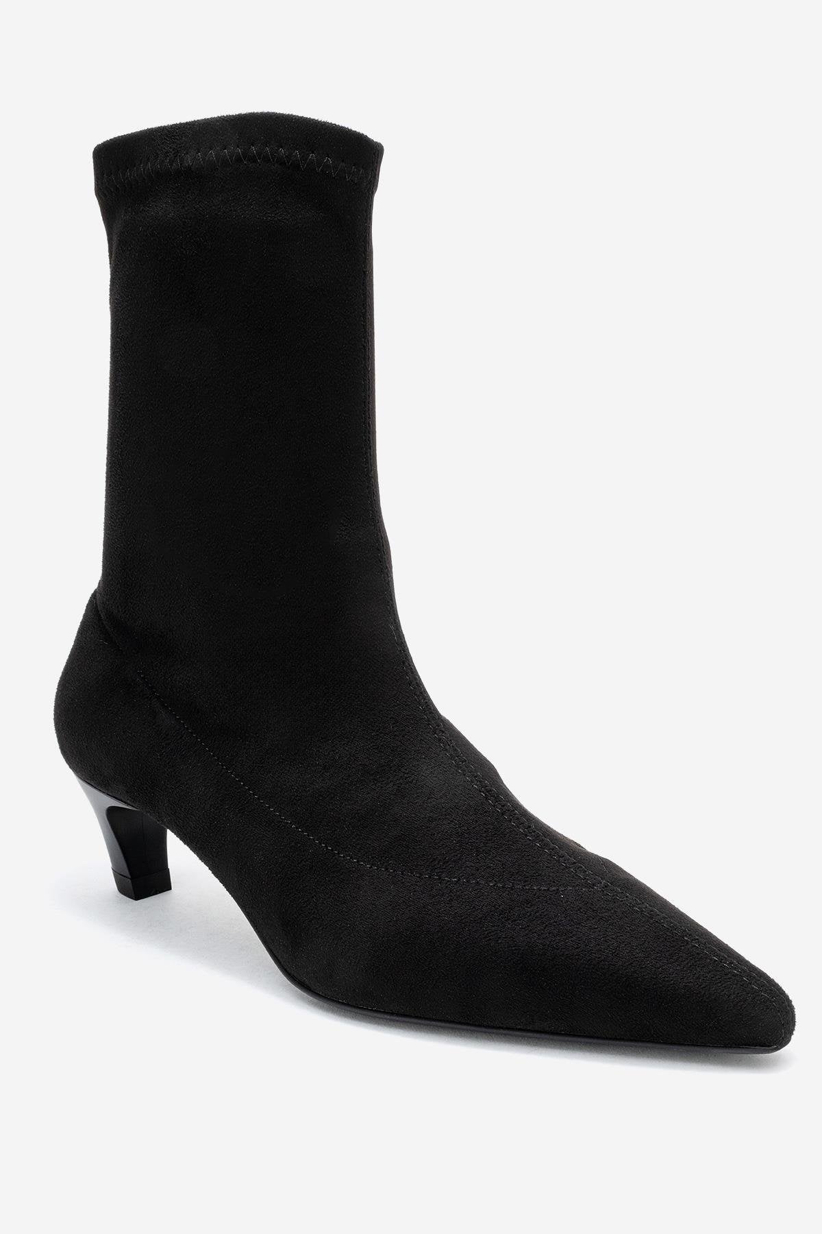 ALORA - Black Stretch Short Heel Boot (Women) - Image 3