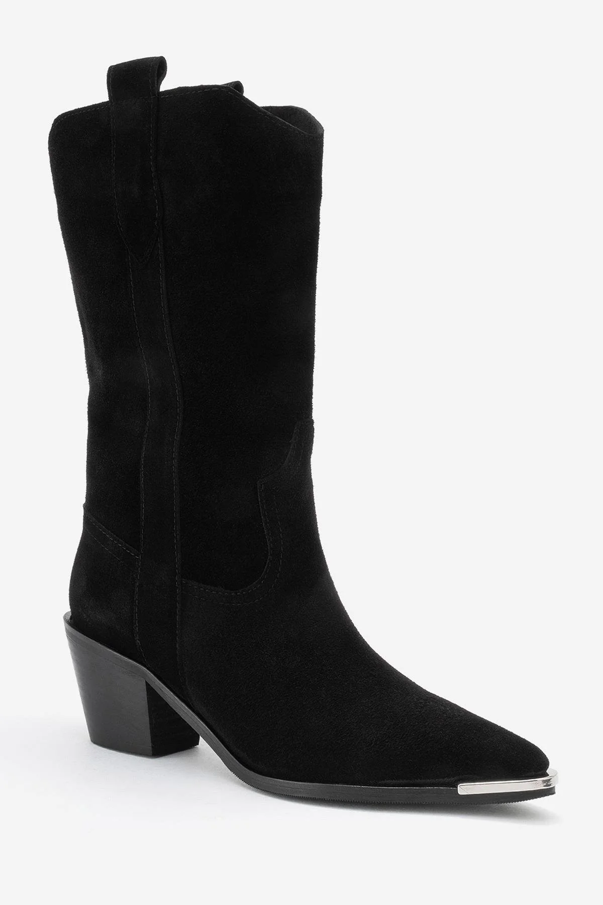 Alvi - Black Suede Genuine Leather Western Boot (Women) - Image 3