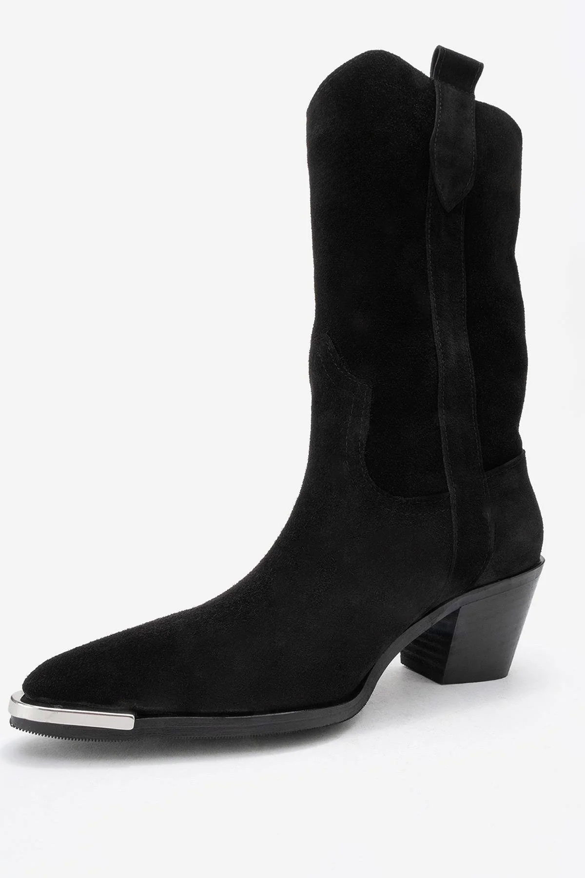Alvi - Black Suede Genuine Leather Western Boot (Women) - Image 4