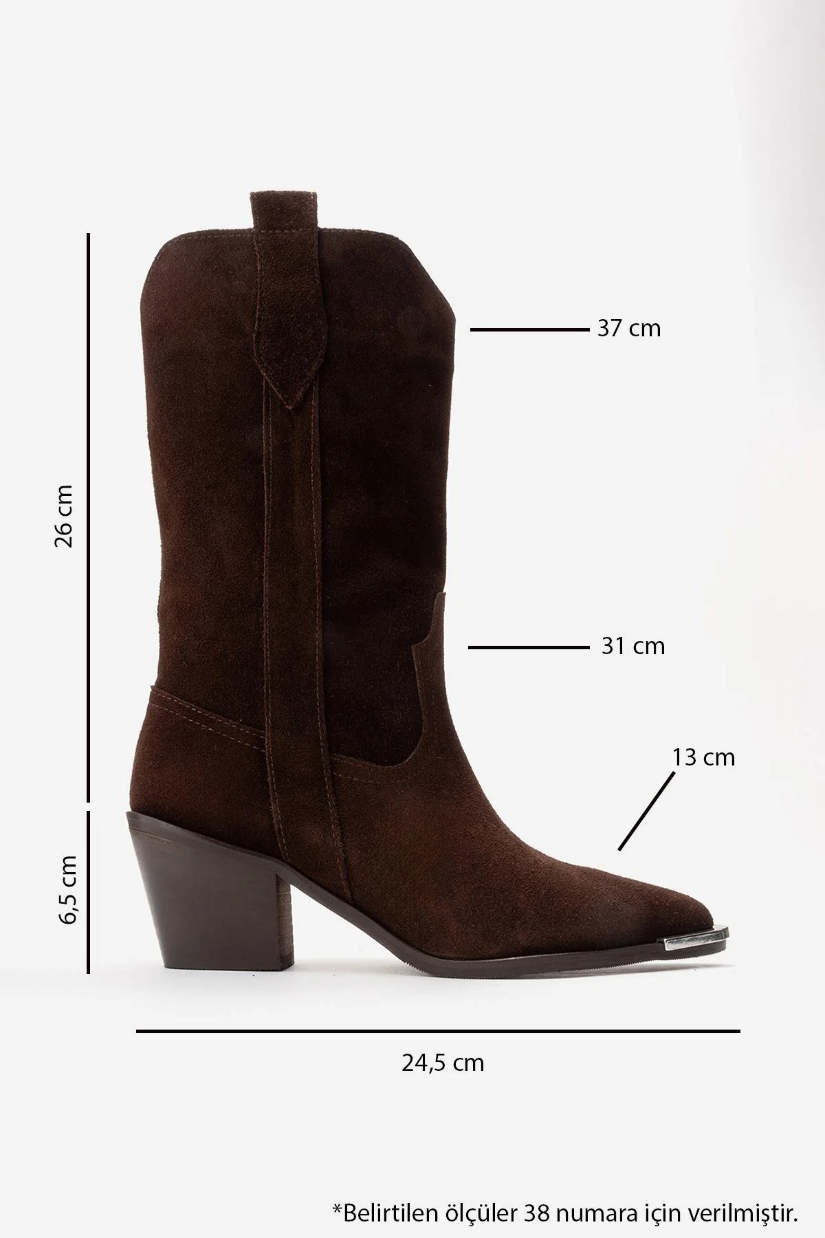 ALVI - Brown Genuine Suede Block Heel Western Boot (Women) - Image 6