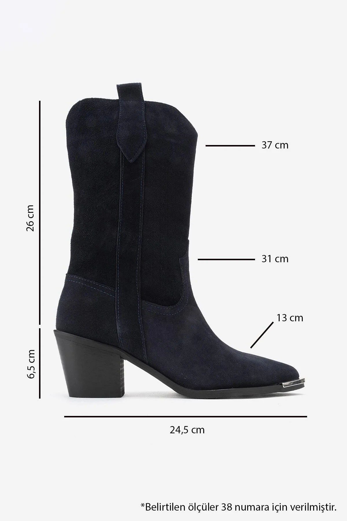 Alvi - Navy Suede Genuine Leather Western Boot (Women) - Image 6