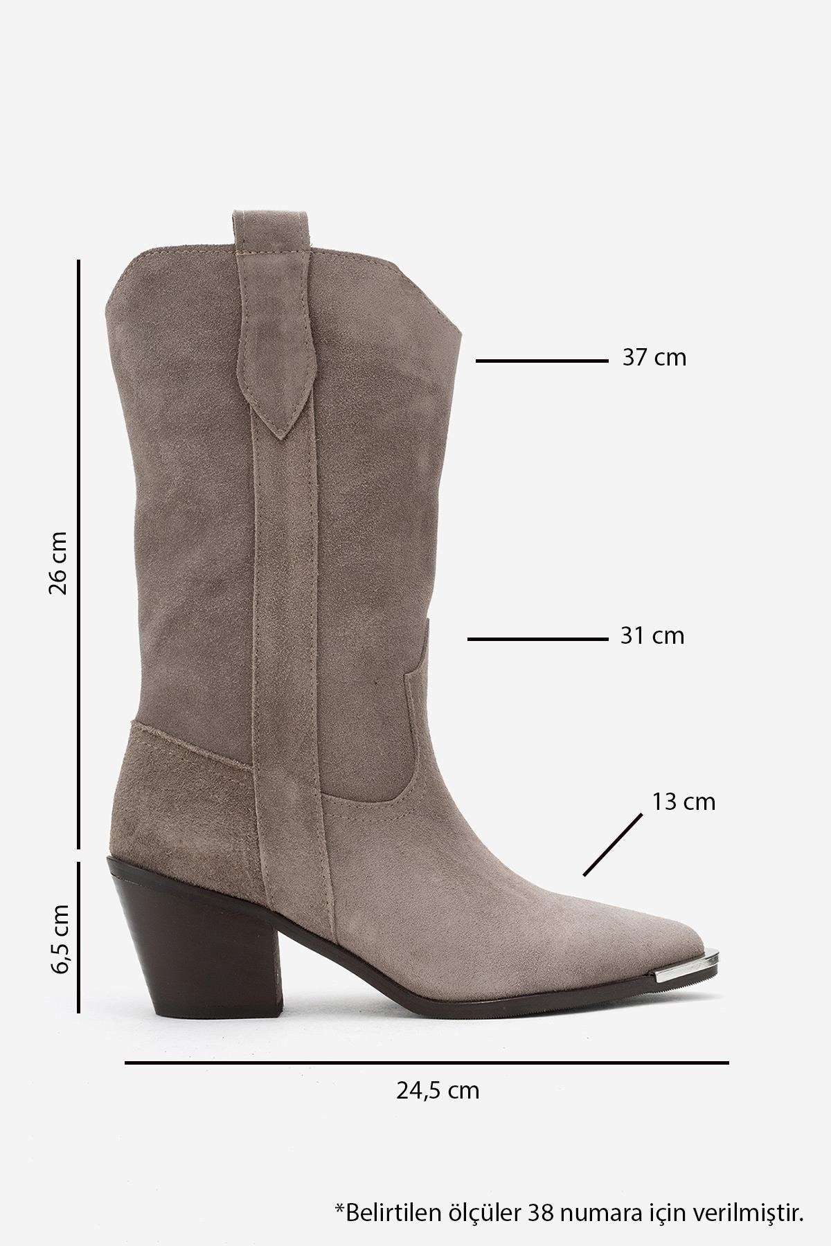 Alvi - Taupe Suede Genuine Leather Western Boot (Women) - Image 6
