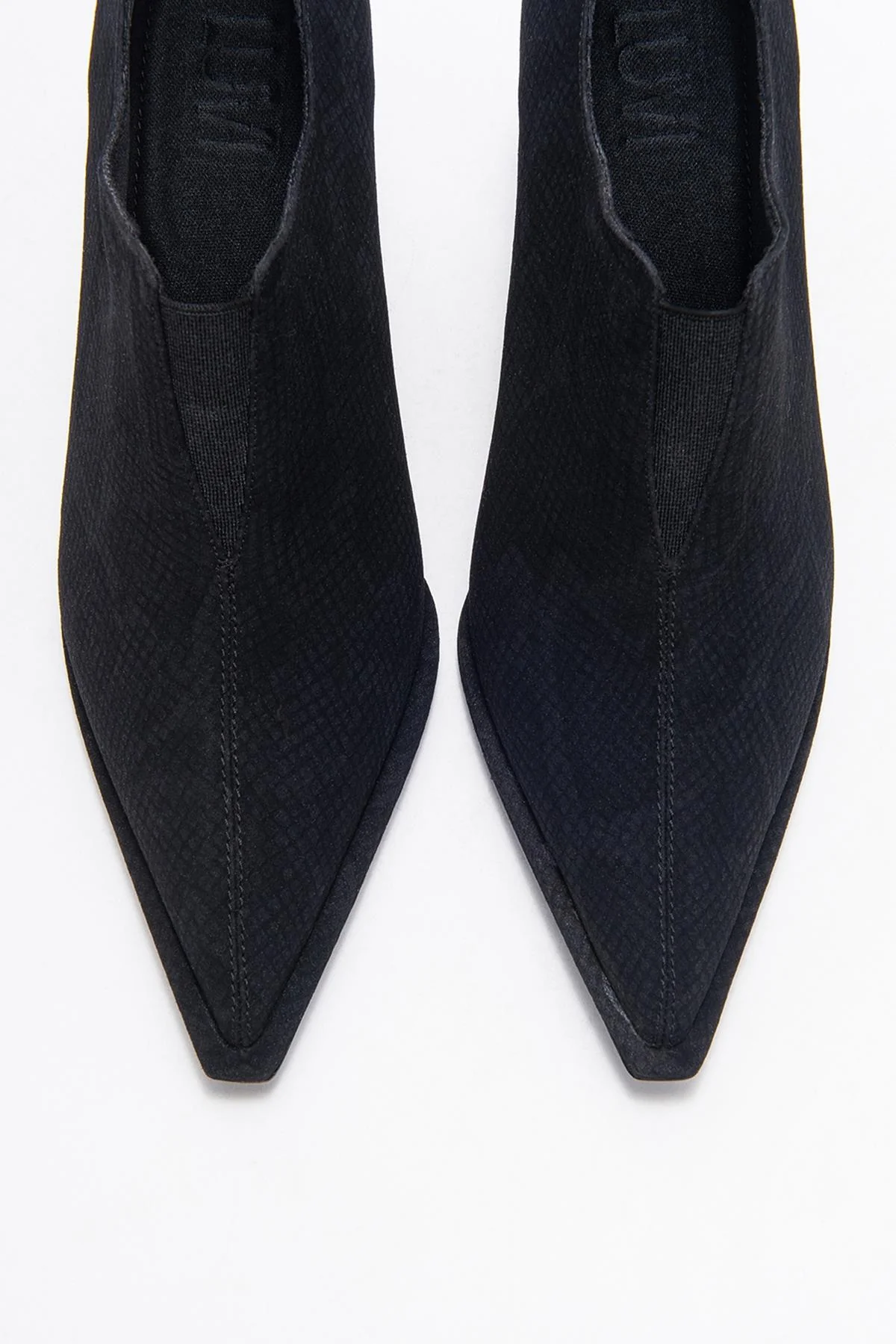 Alya - Black Patterned Elastic Ankle Stiletto Pump (Women) - Image 2