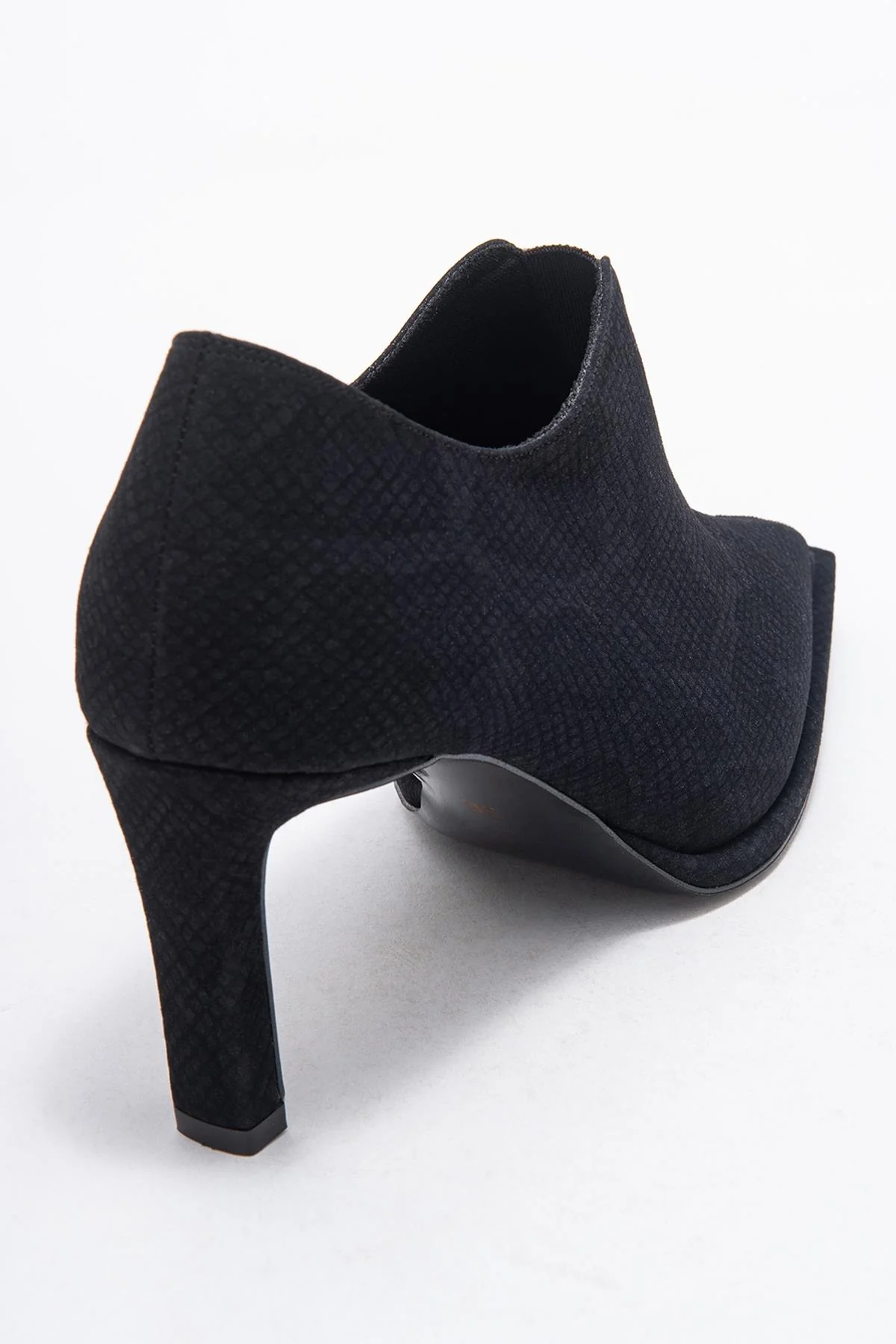 Alya - Black Patterned Elastic Ankle Stiletto Pump (Women) - Image 5