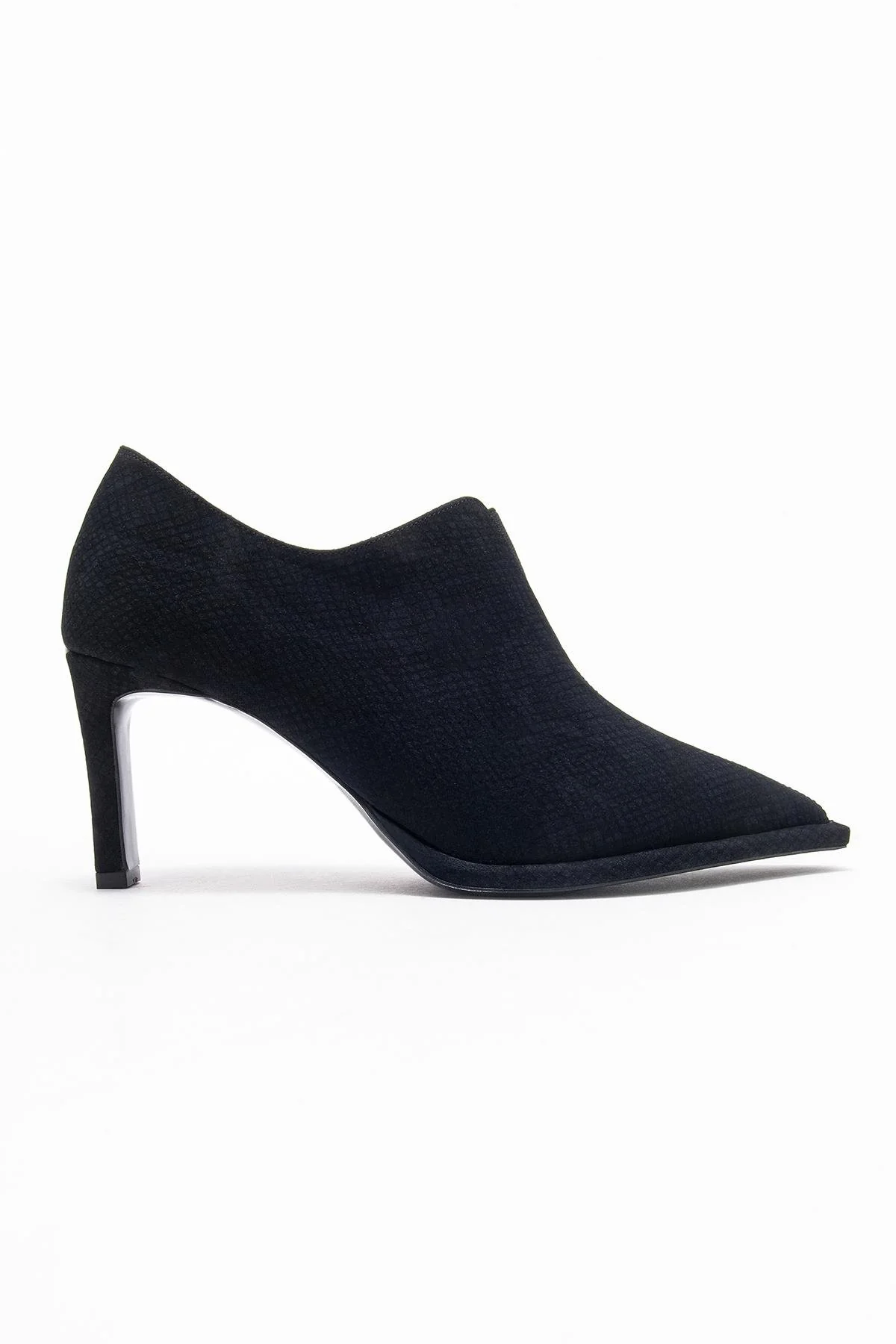 Alya - Black Patterned Elastic Ankle Stiletto Pump (Women) - Image 6