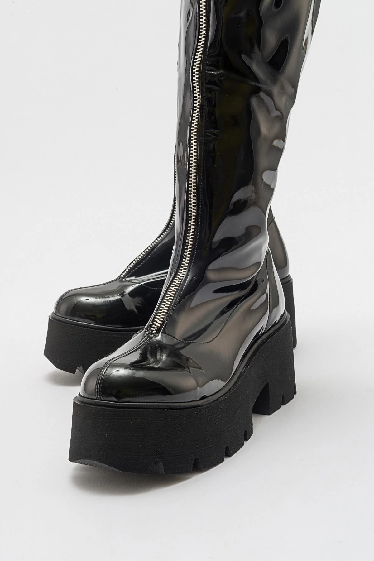 Amaronte - Black Patent Thick Sole Boot (Women) - Image 4