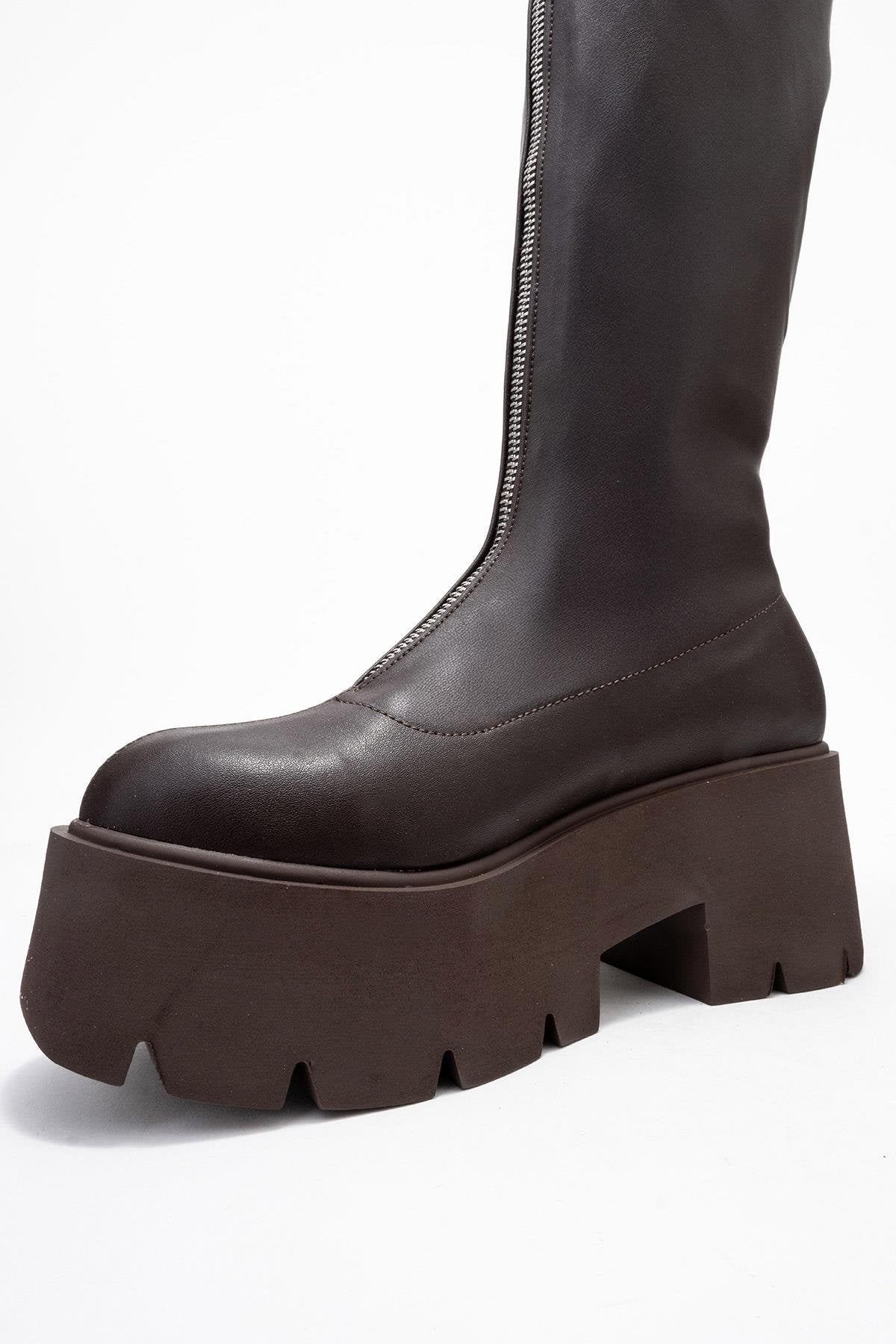 Amaronte - Brown Stretch Thick Sole Boot (Women) - Image 4
