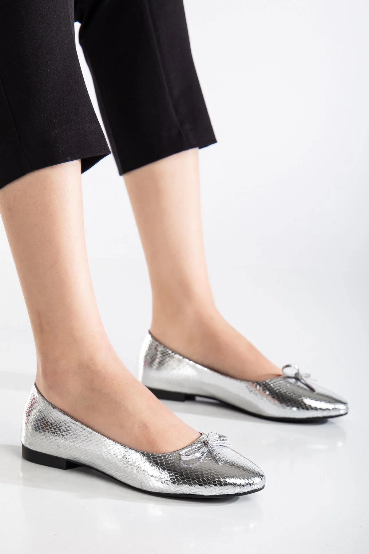 Amy - Silver Ballerina Flats - Image 3