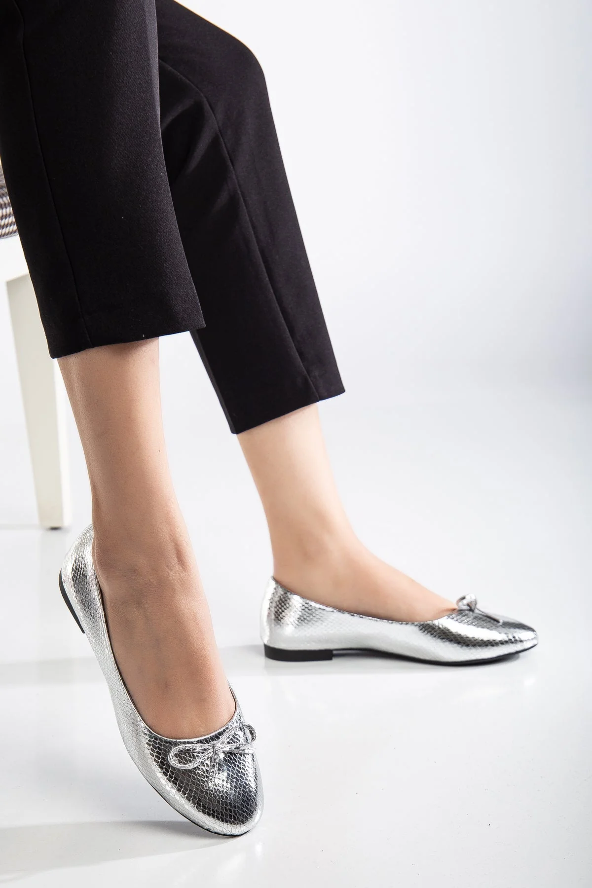 Amy - Silver Ballerina Flats - Image 5