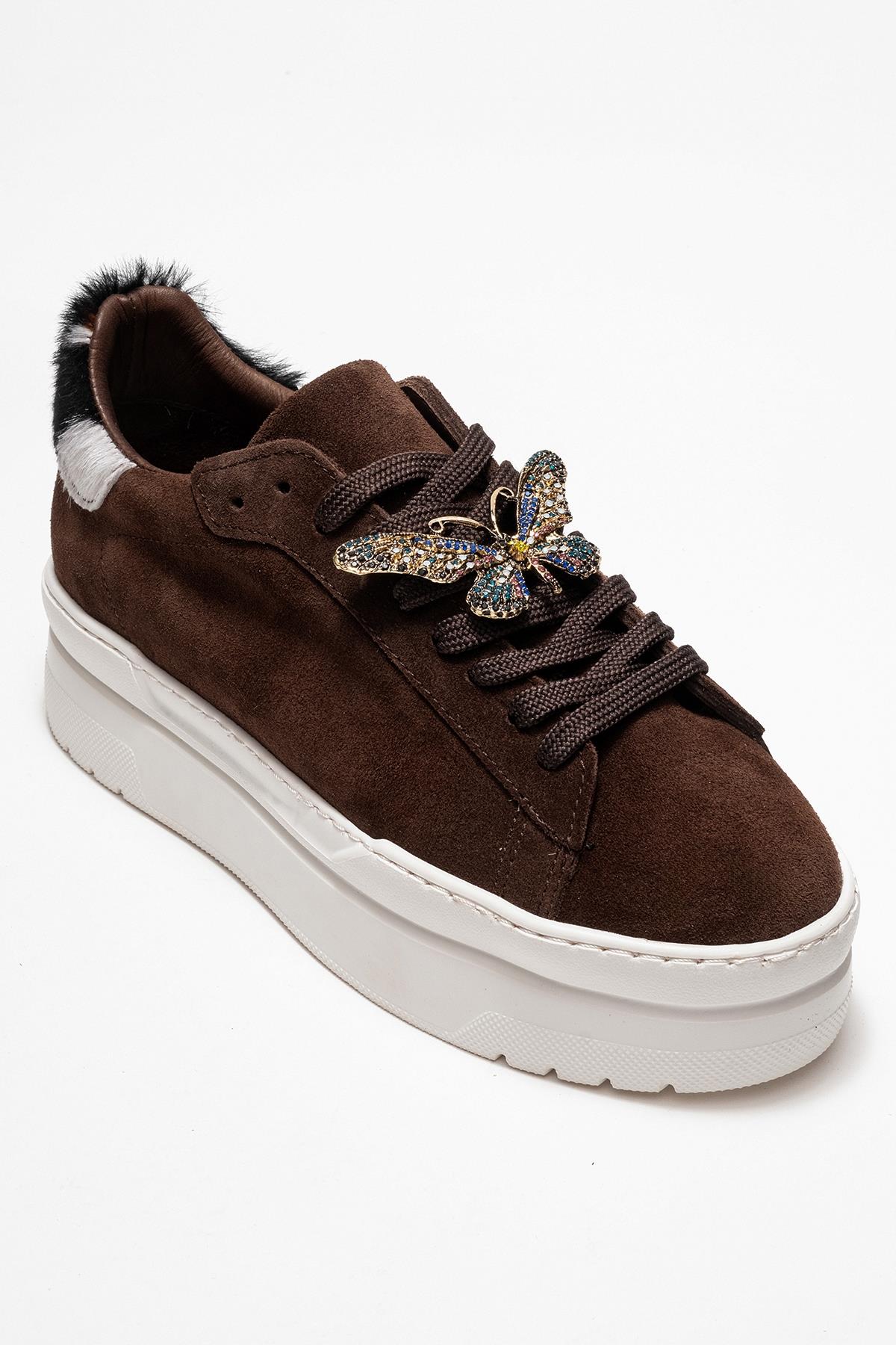 Anda - Brown Genuine Leather Buckled Casual Sneaker (Women) - Image 3