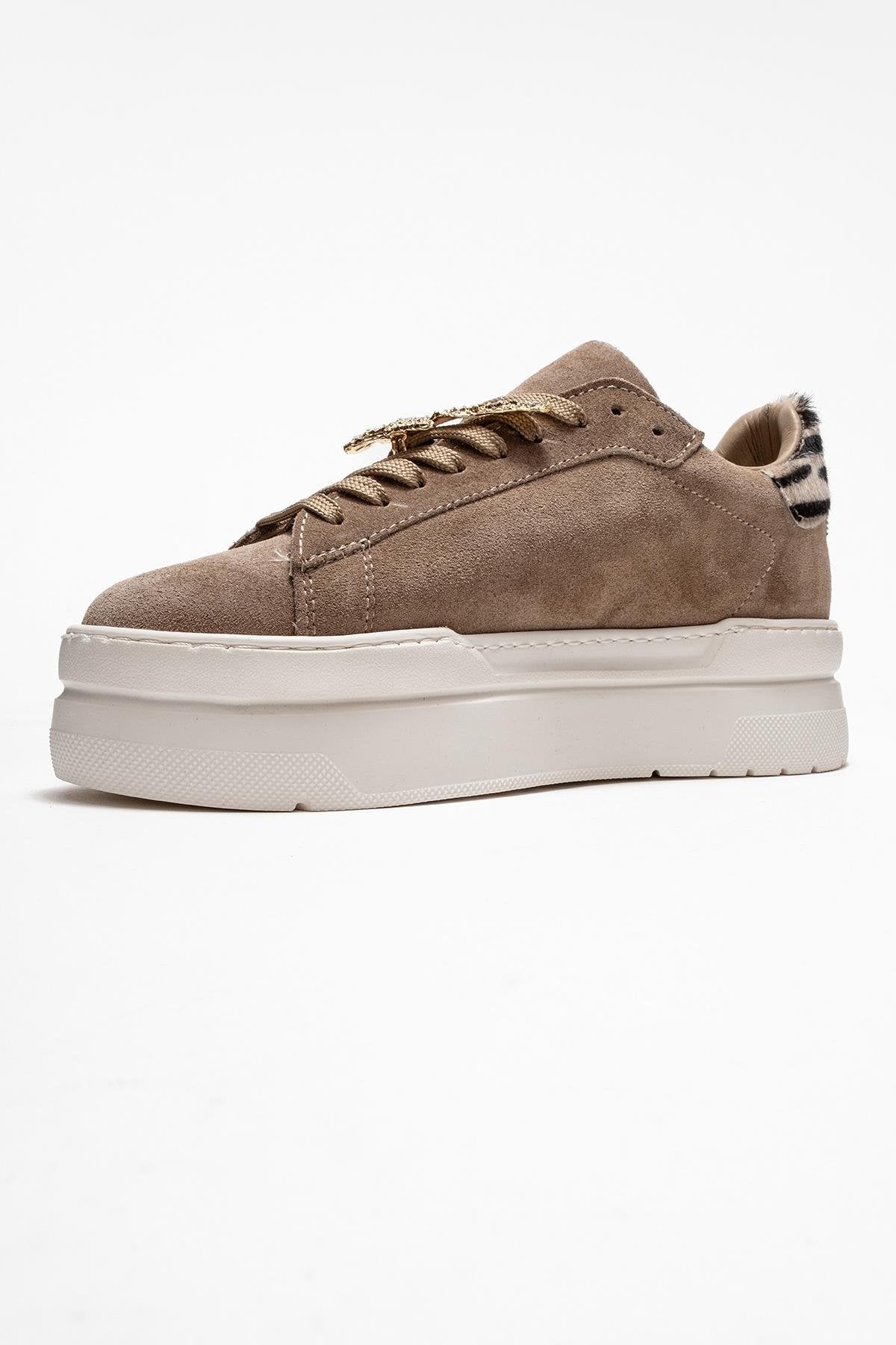 Anda - Taupe Genuine Leather Buckled Casual Sneaker (Women) - Image 4