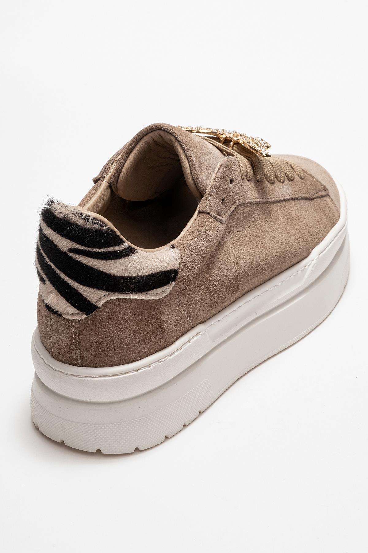 Anda - Taupe Genuine Leather Buckled Casual Sneaker (Women) - Image 5
