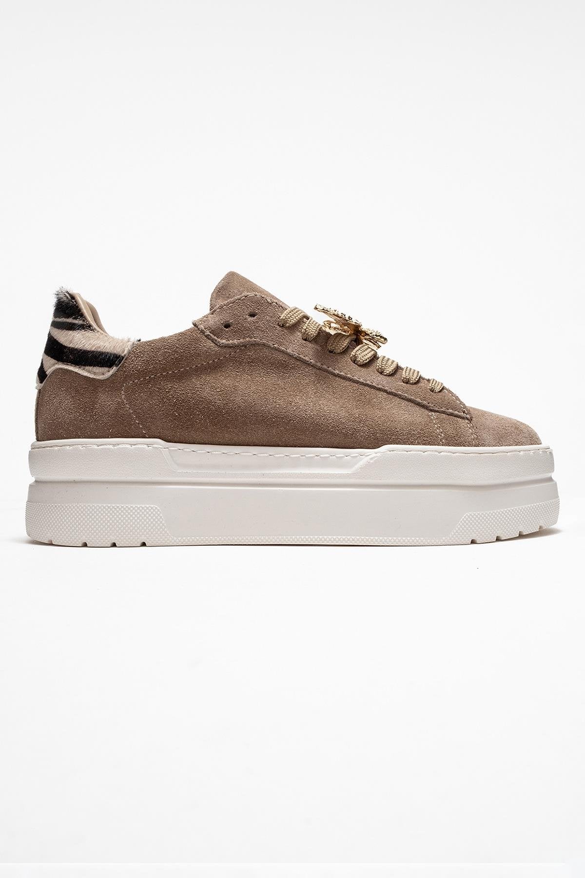 Anda - Taupe Genuine Leather Buckled Casual Sneaker (Women) - Image 6