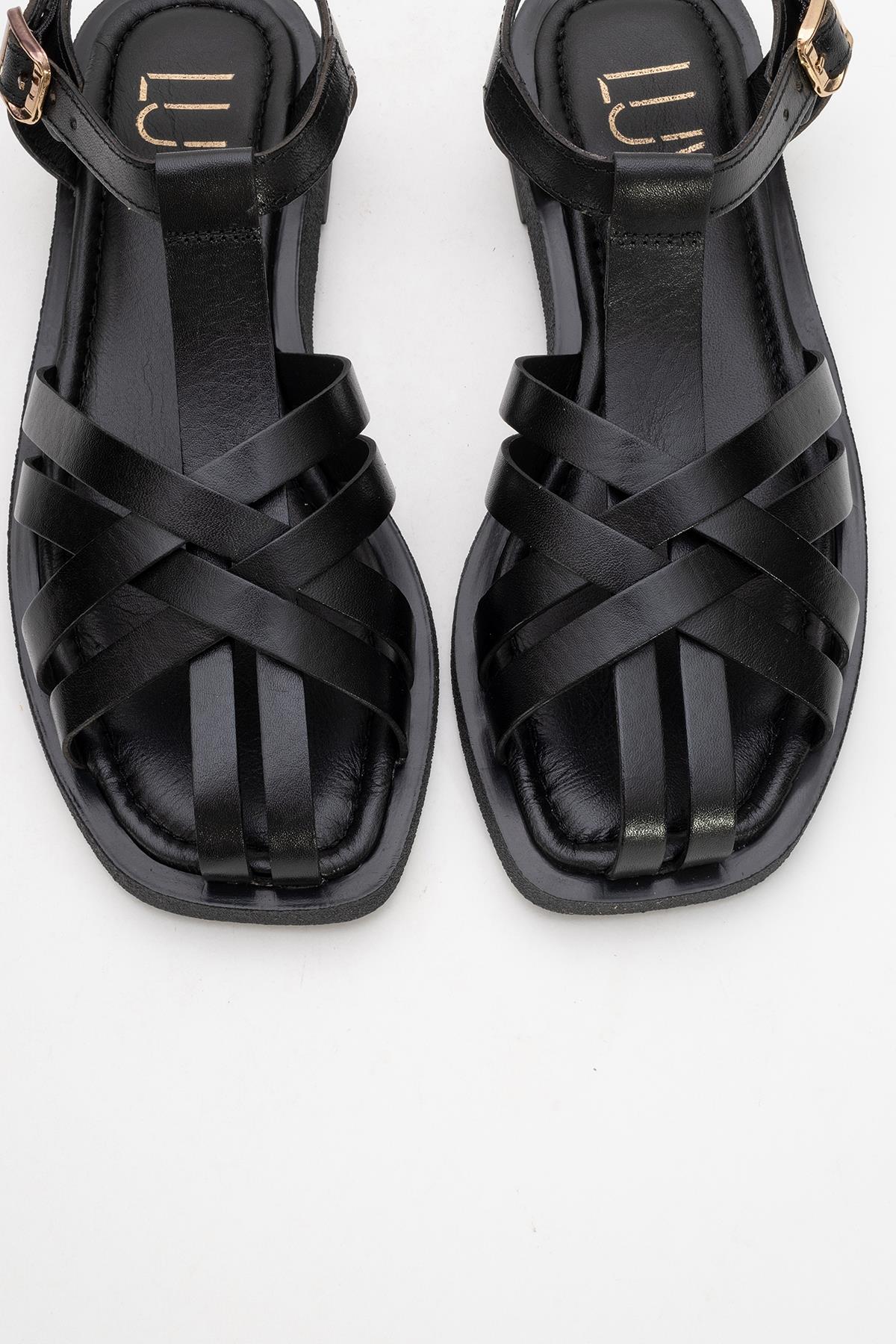 Andres - Black Leather Sandal (Women) - Image 2