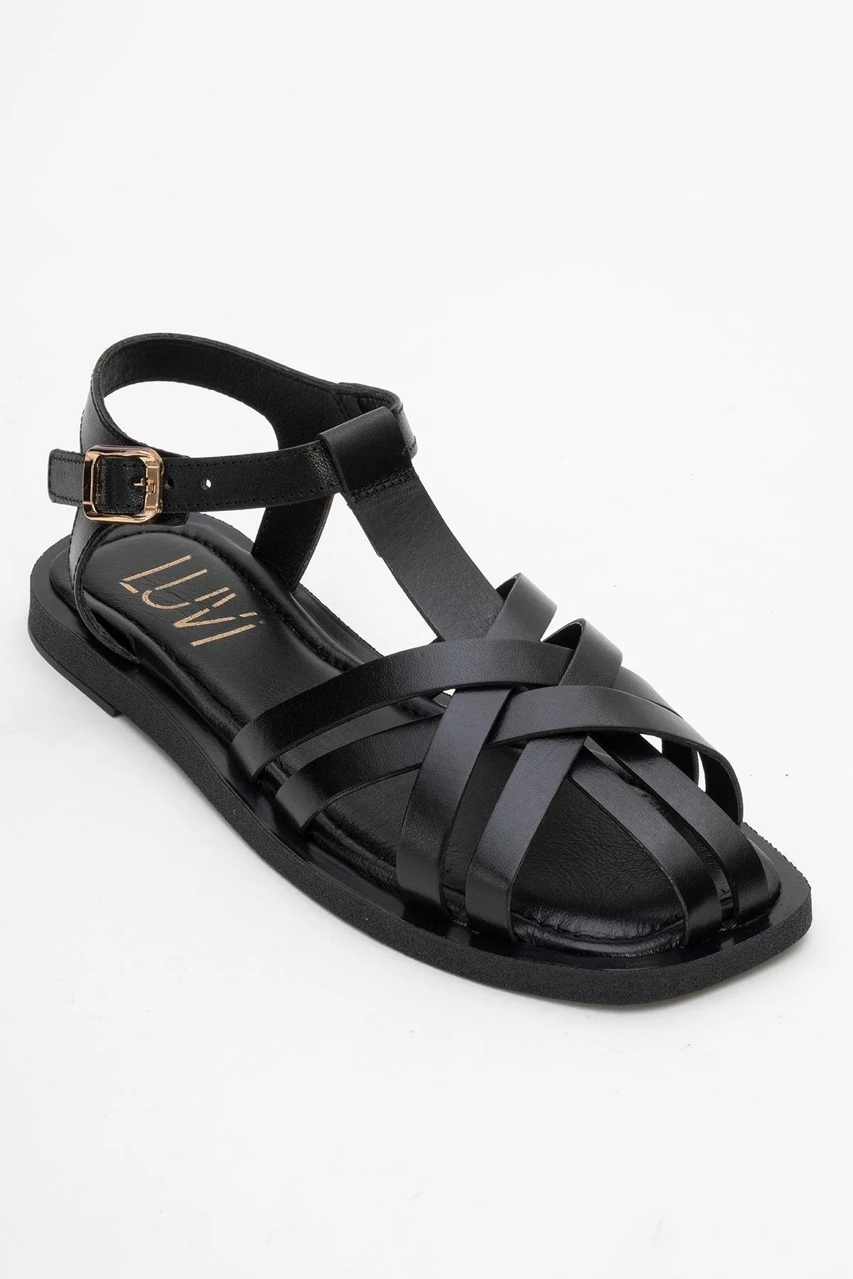Andres - Black Leather Sandal (Women) - Image 3