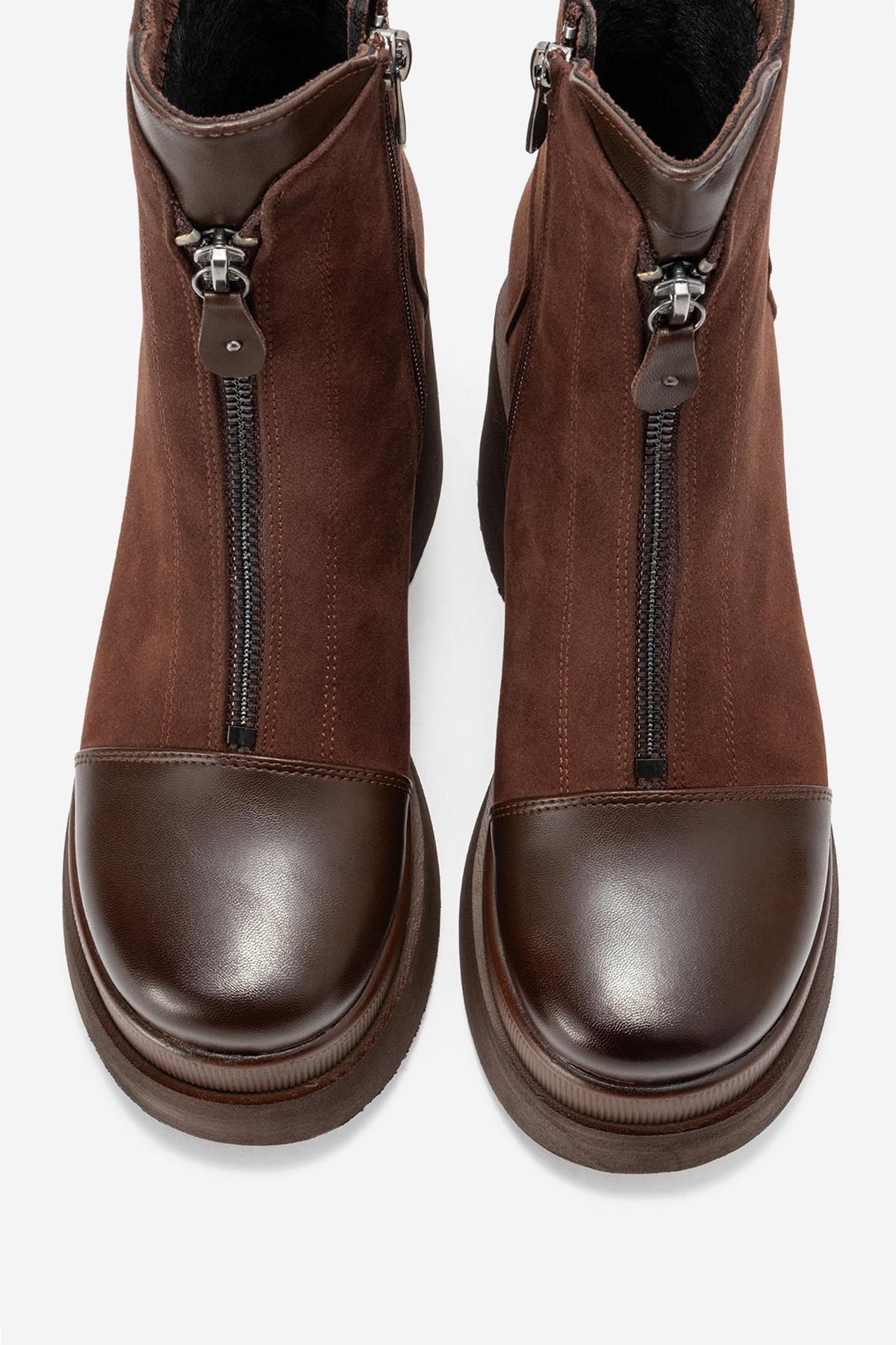 Ardenne - Brown Platform Heel Zip Boot (Women) - Image 2