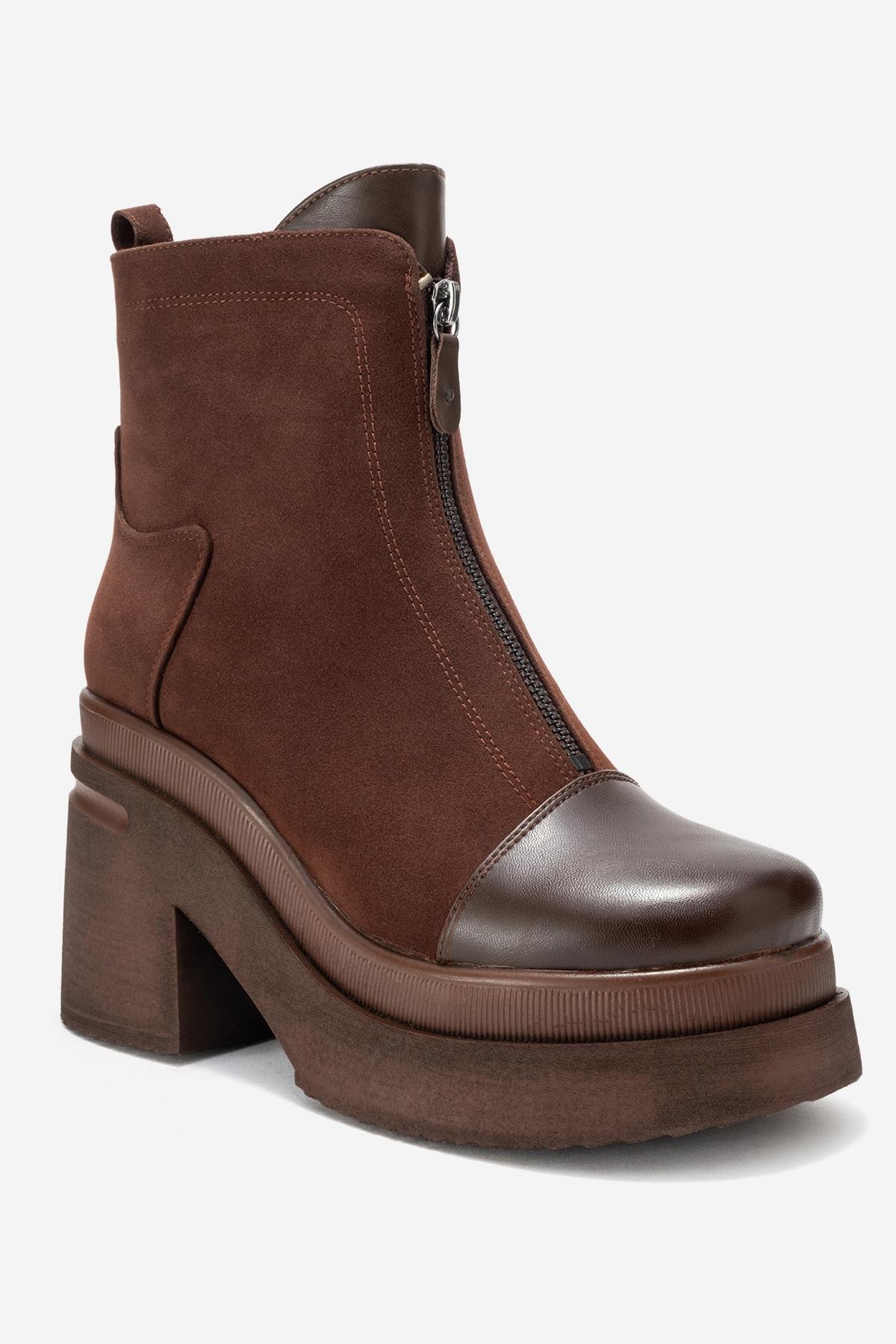 Ardenne - Brown Platform Heel Zip Boot (Women) - Image 3