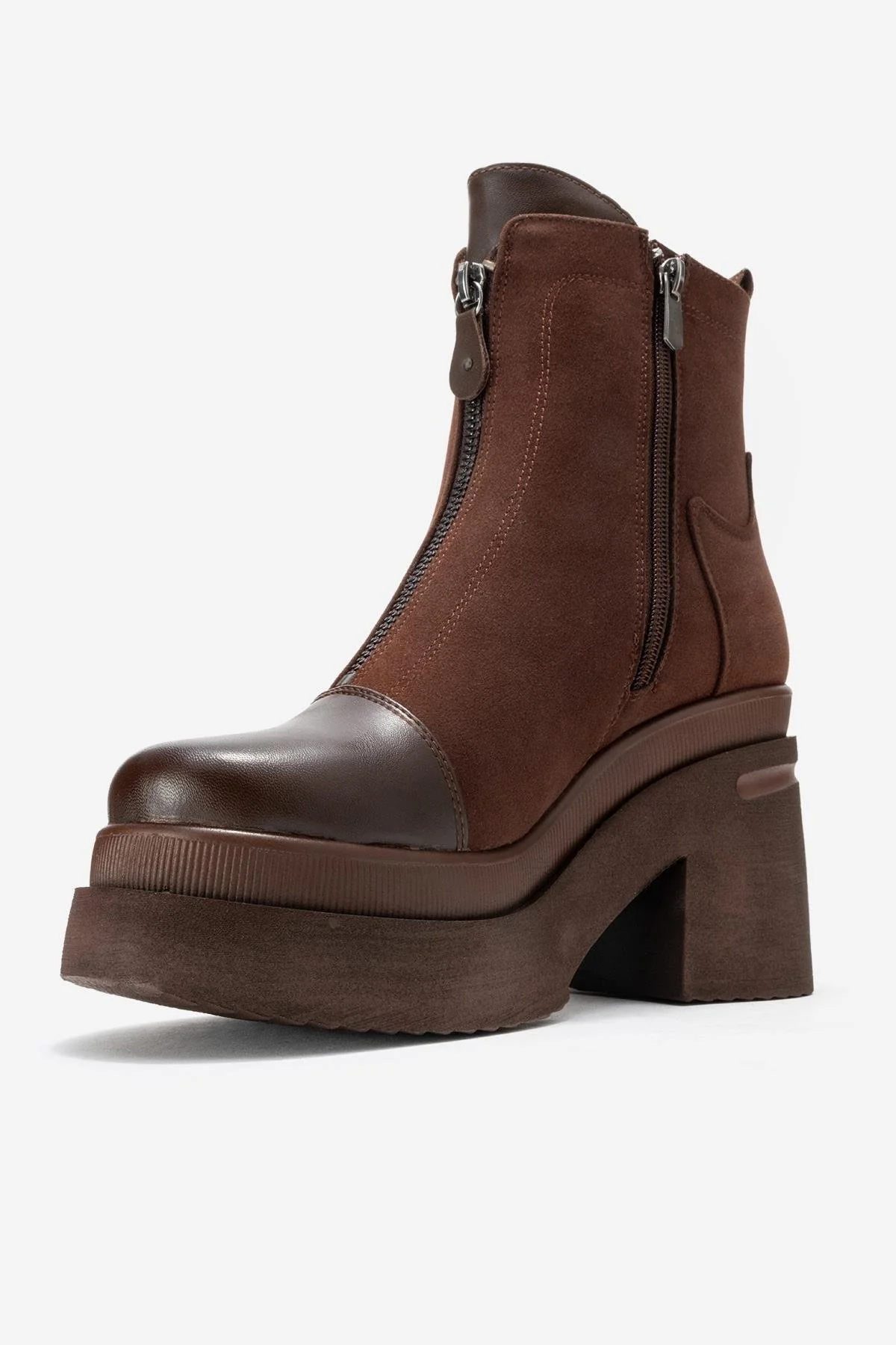 Ardenne - Brown Platform Heel Zip Boot (Women) - Image 4