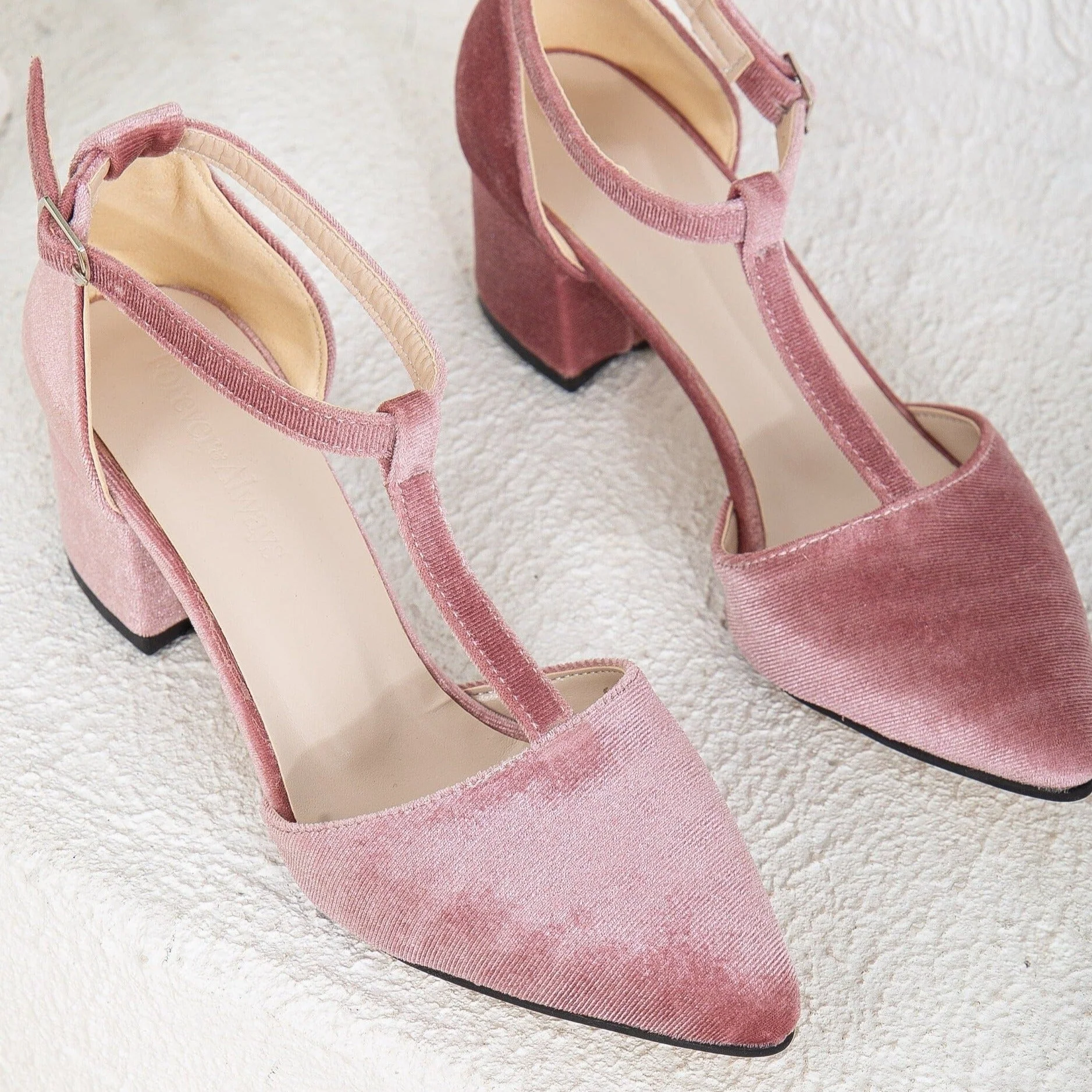 Anicette - Rose Velvet Low Heels - Image 2