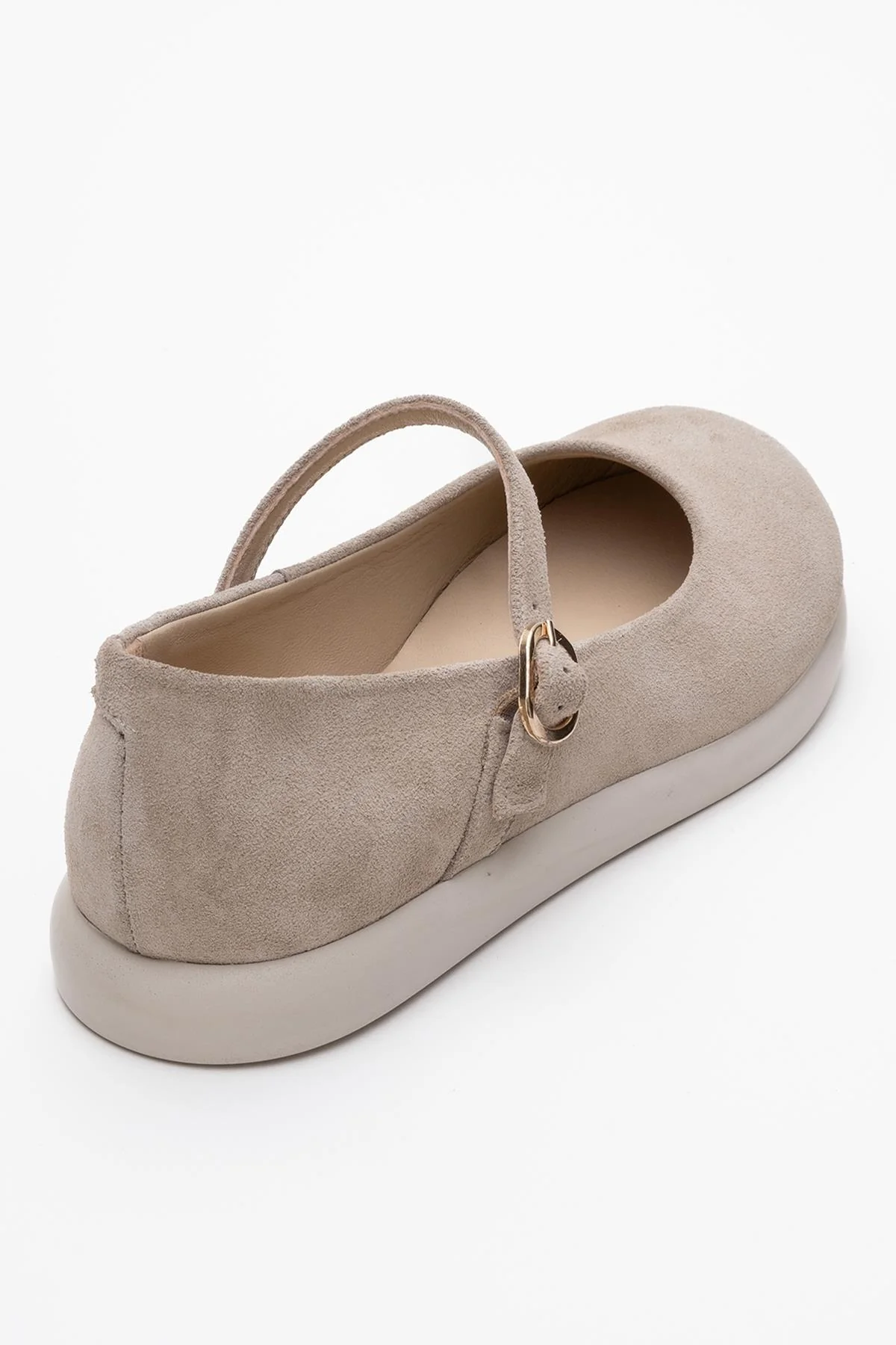 ANISA Beige Suede Leather Strap Flat (Women) - Image 5