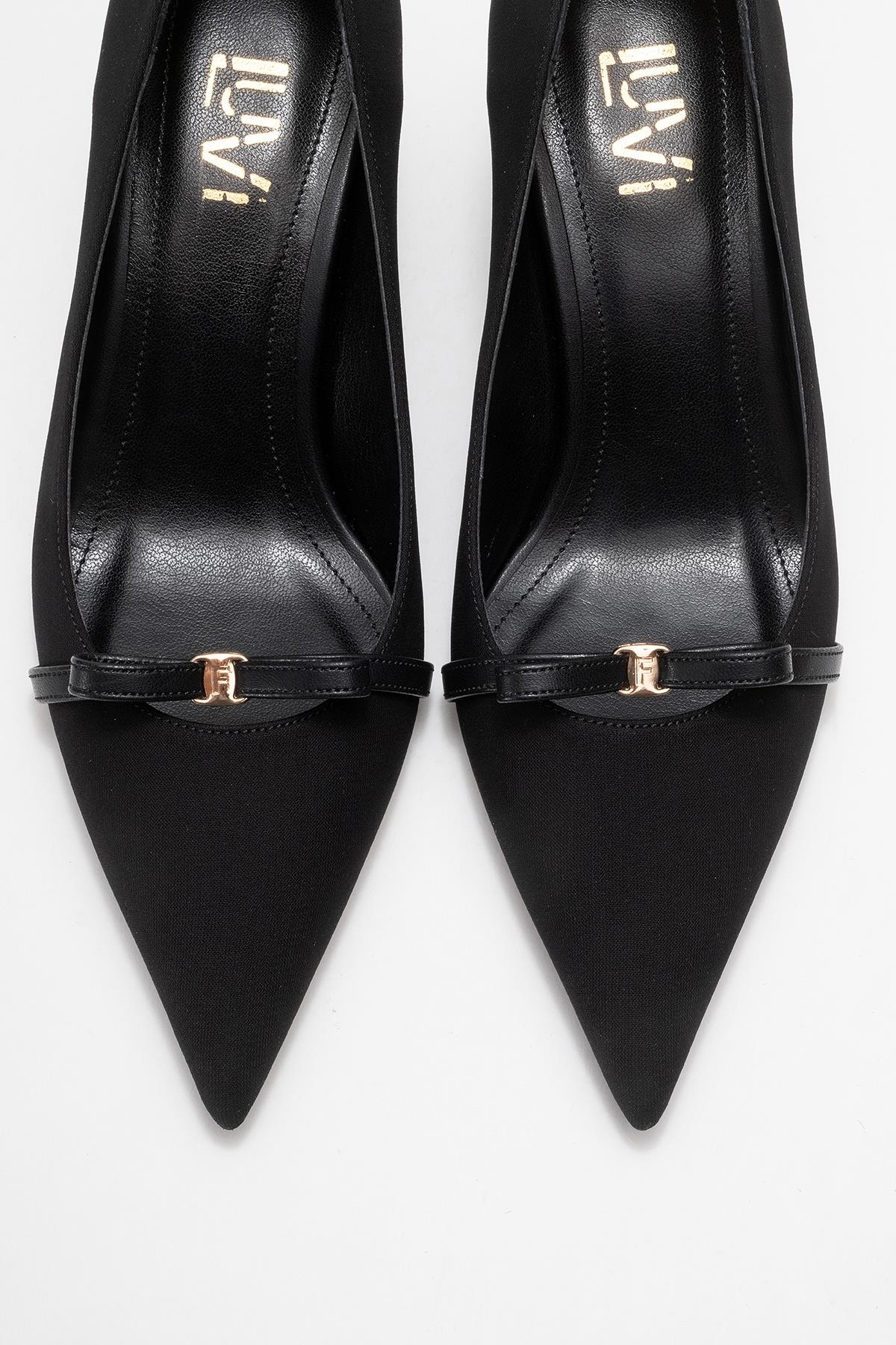 Annie - Black Bow Heeled Shoe (Women) - Image 2