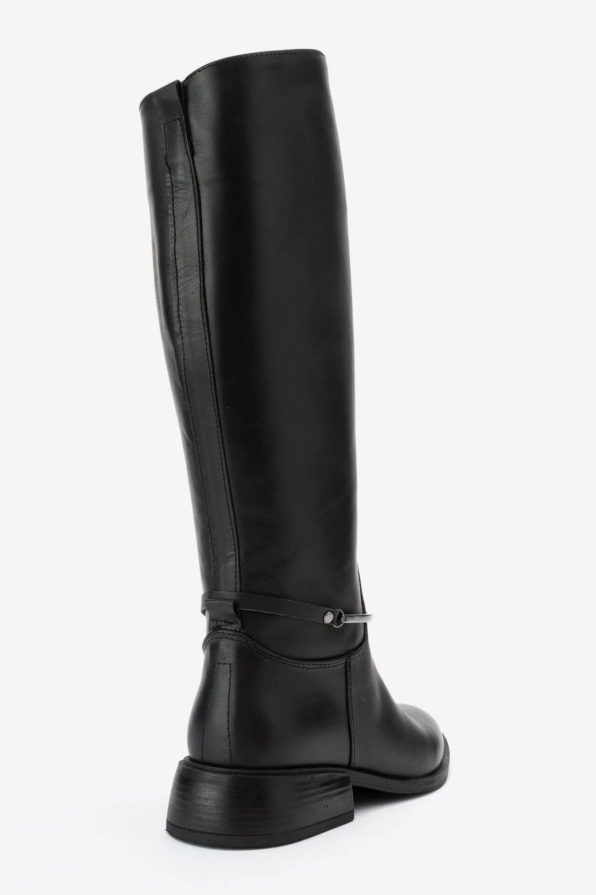 ANSEL - Black Genuine Leather Flat Heel Knee-High Boot (Women) - Image 5