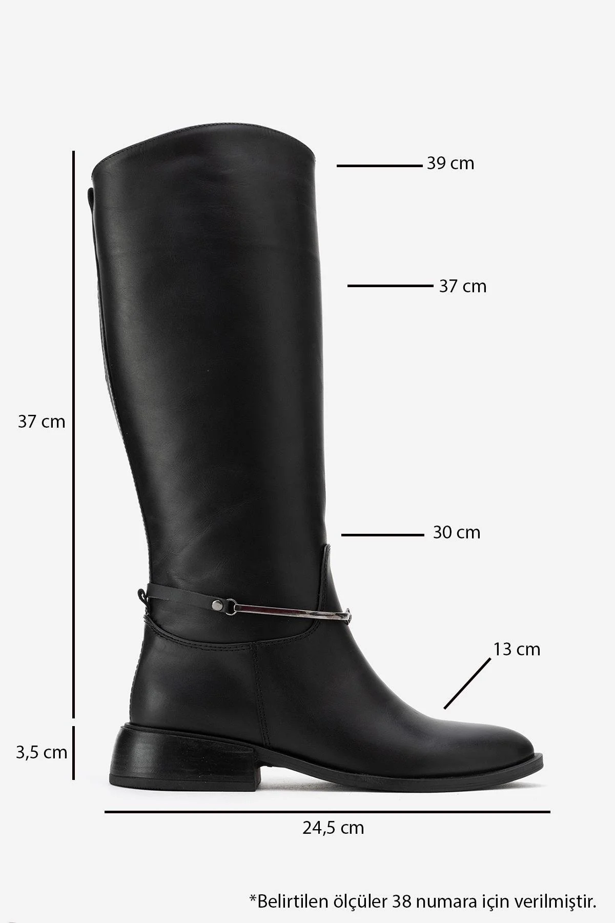 ANSEL - Black Genuine Leather Flat Heel Knee-High Boot (Women) - Image 6