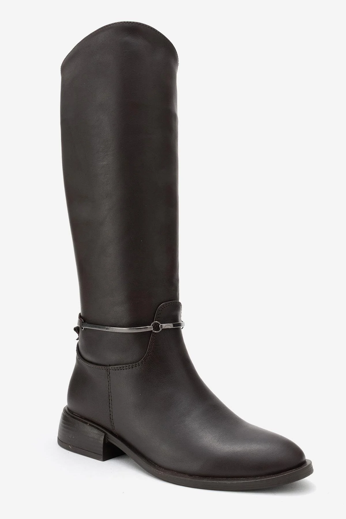 Ansel - Brown Genuine Leather Ankle-Strap Riding Boot (Women) - Image 3