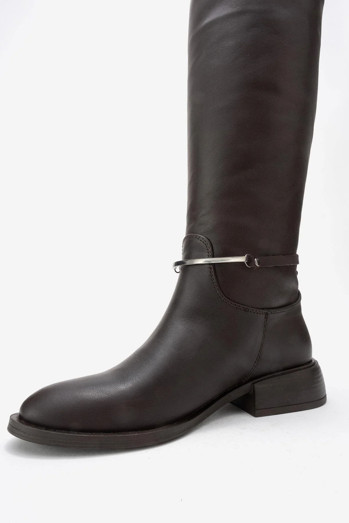 Ansel - Brown Genuine Leather Ankle-Strap Riding Boot (Women) - Image 4